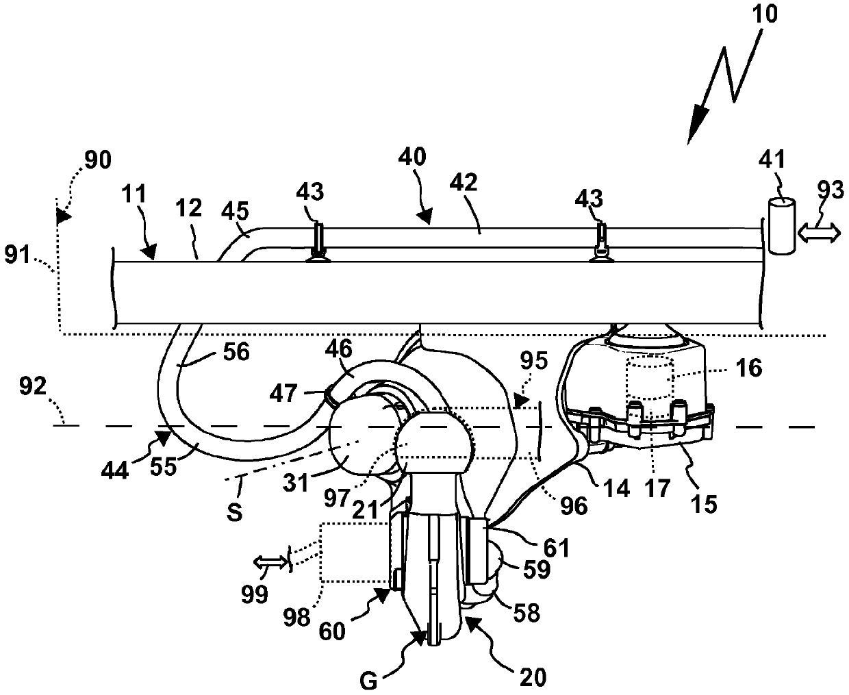 Trailer coupling having a connection device