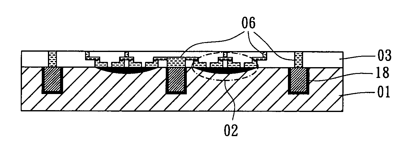 Chip structure with half-tunneling electrical contact to have one electrical contact formed on inactive side thereof and method for producing the same