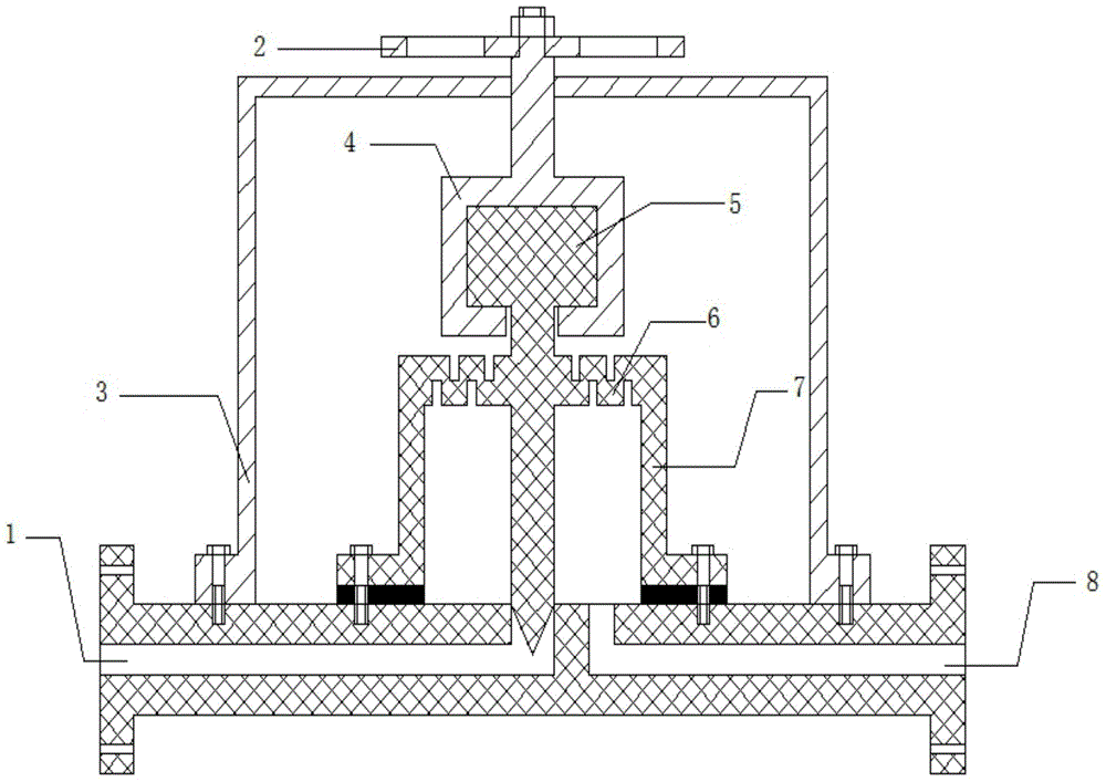 A hermetic polytetrafluoroethylene valve for controlling fluid flow