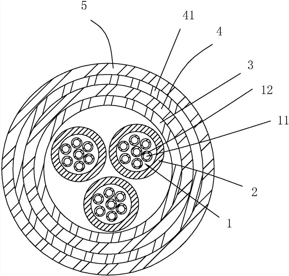 Low-smoke, halogen-free, flame-retarding and fireproof polyolefin insulated cable and preparation method thereof