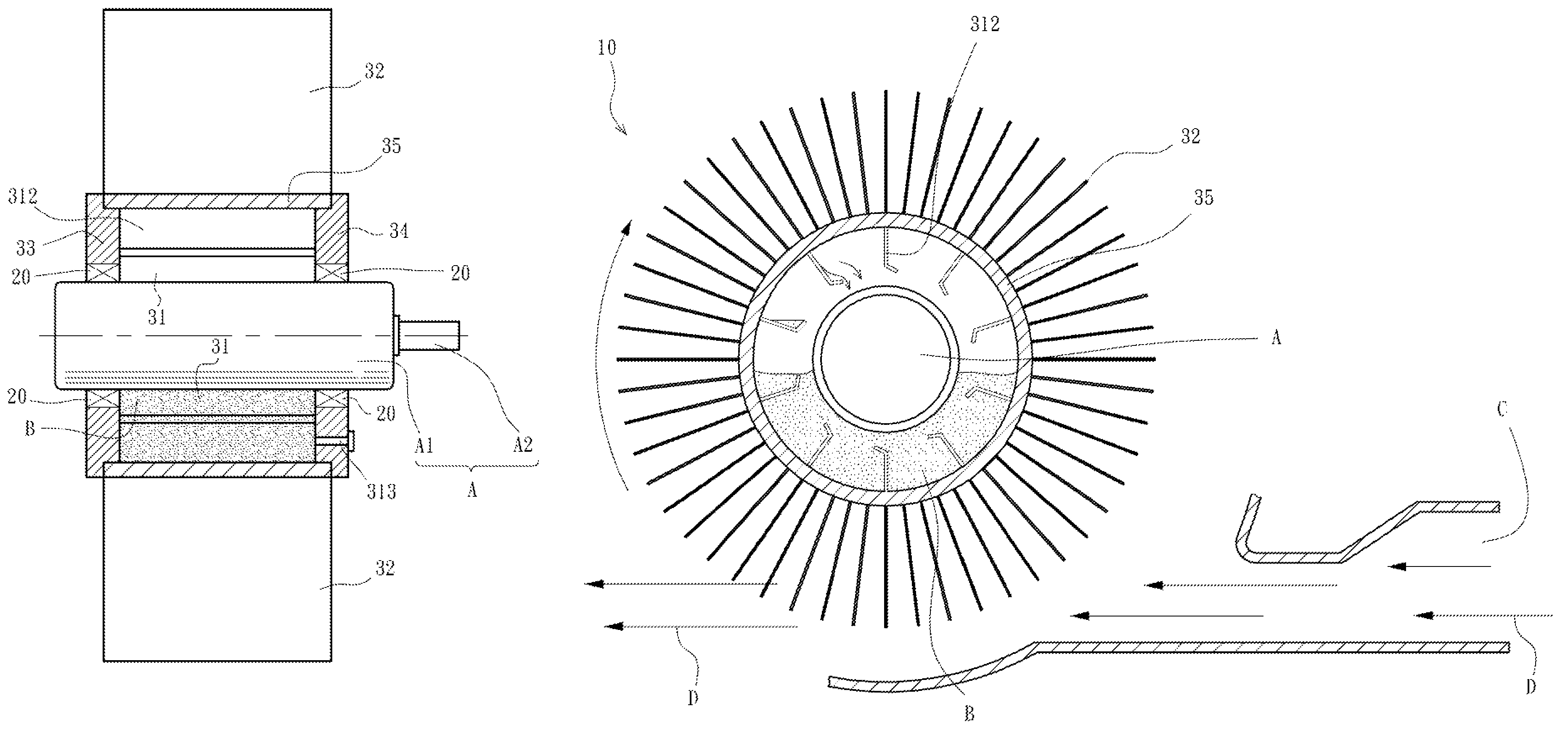 Heat dissipating device of an electromotor