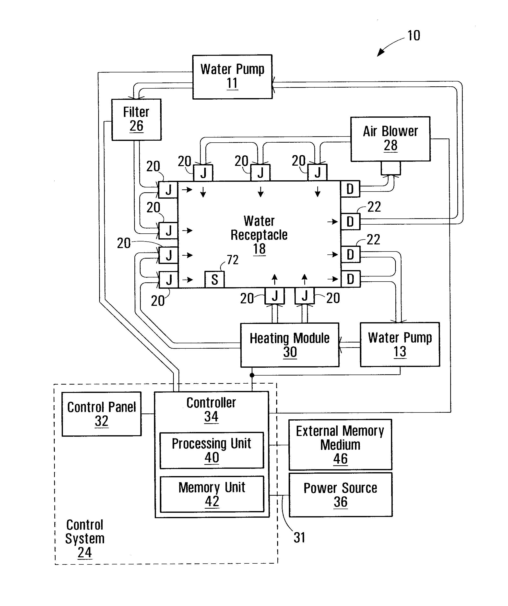 Method, device and system for use in configuring a bathing unit controller