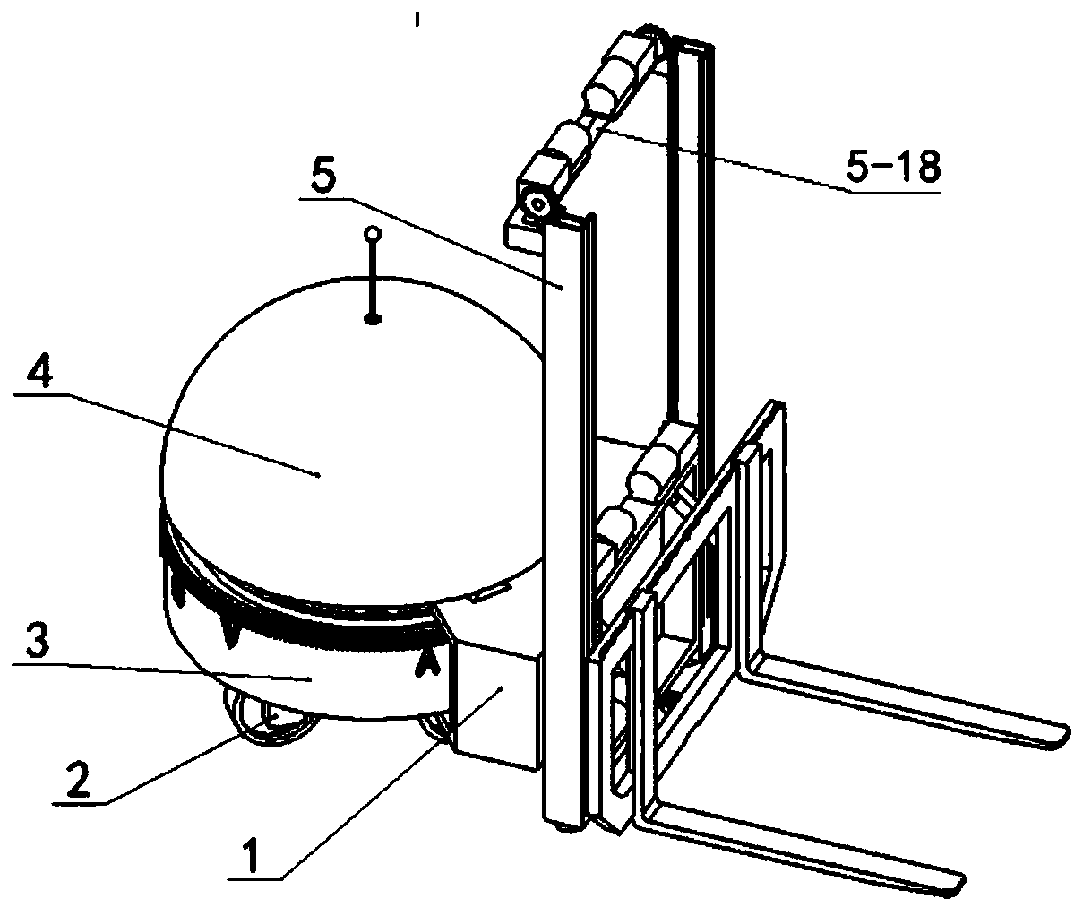 Forklift device with high degree of freedom