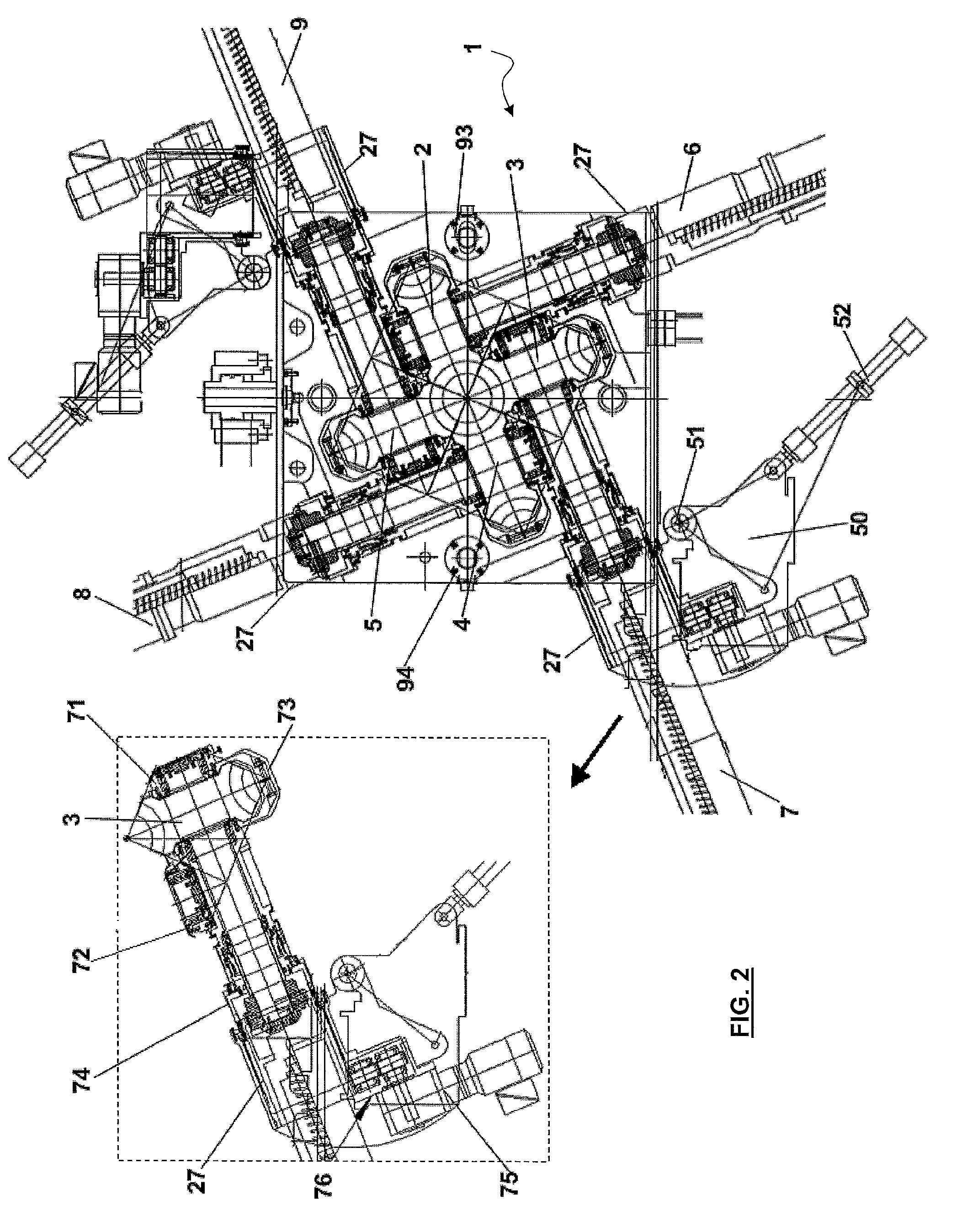Multi-stand rolling mill of the longitudinal elongator kind for rod-shaped bodies, comprising four-rolls stands, and method for substituting the stands