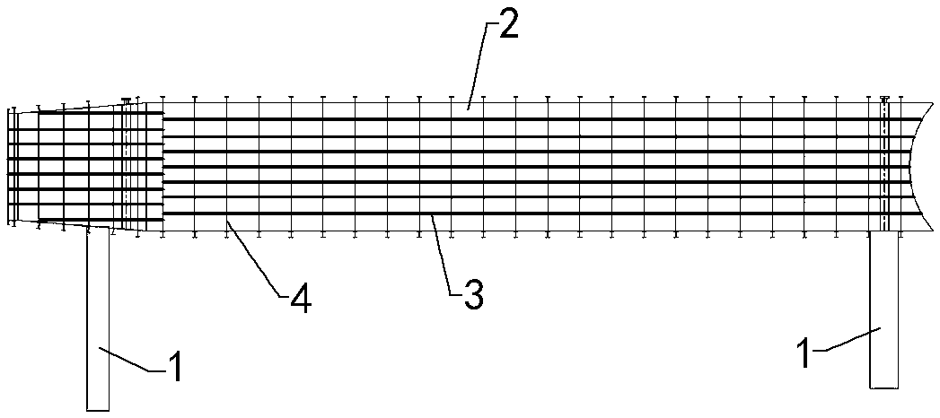 Large-span flue and construction method thereof