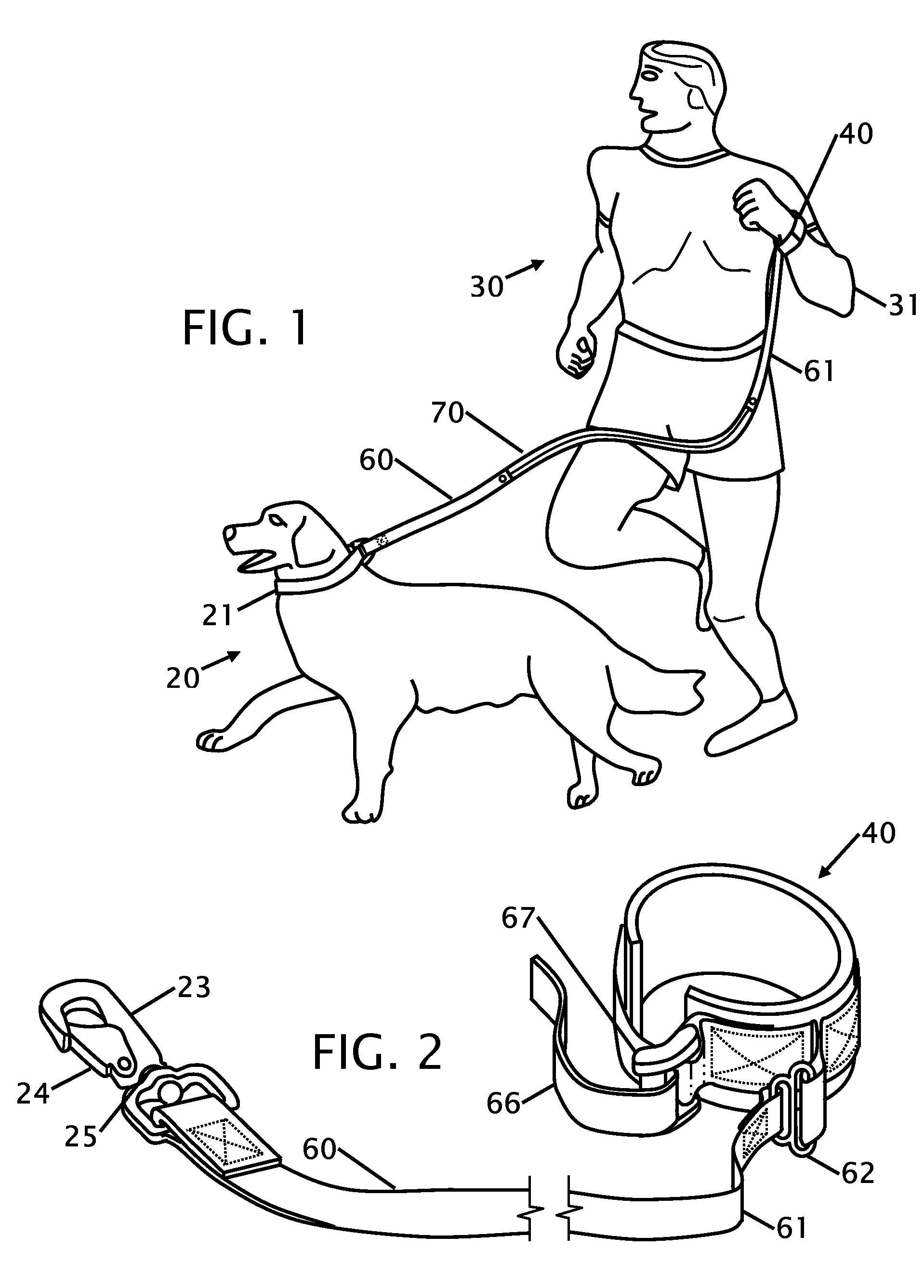 Exercising dog leash warn on a users wrist
