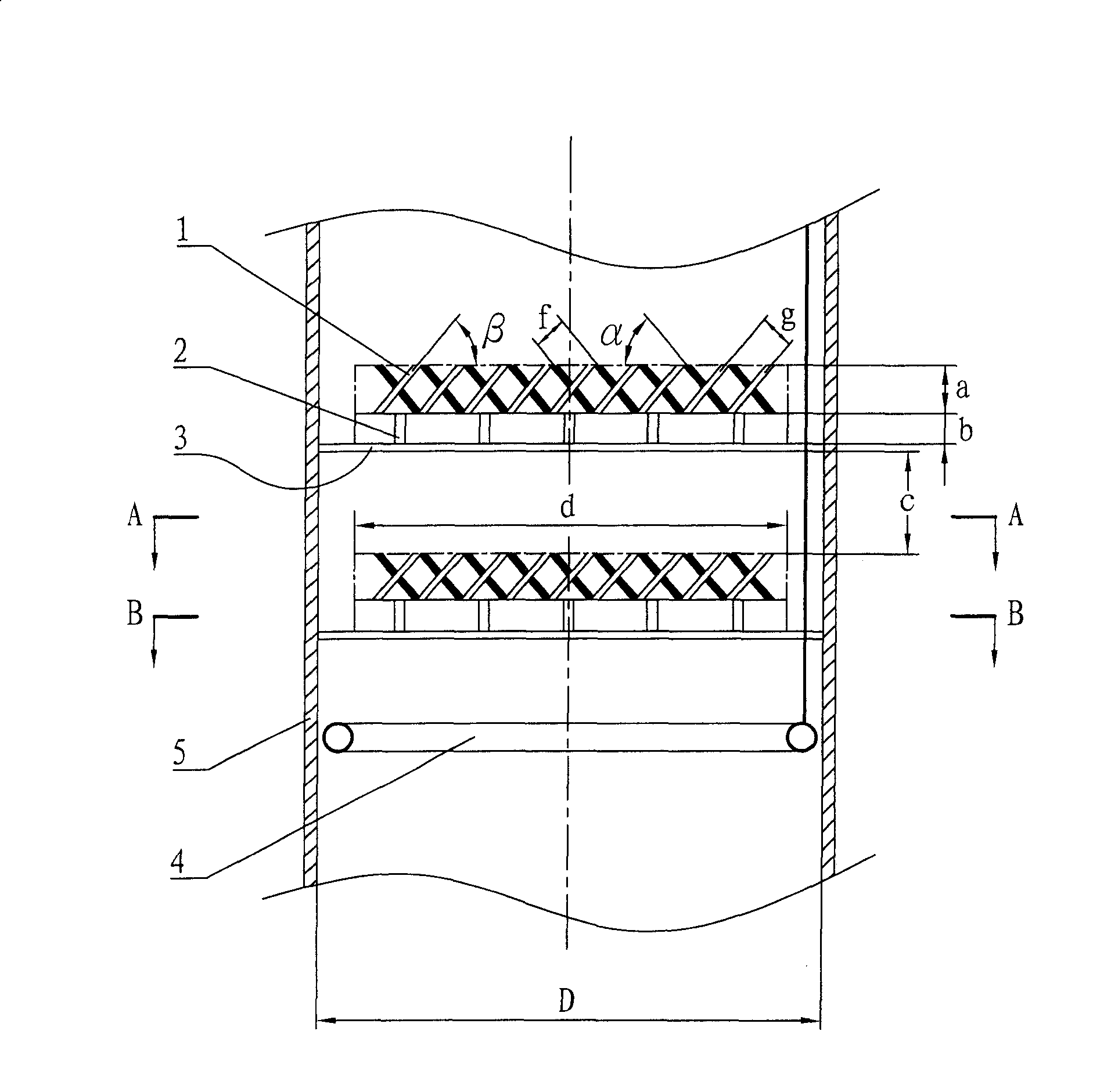 Fluidised bed gas and solid contacting device