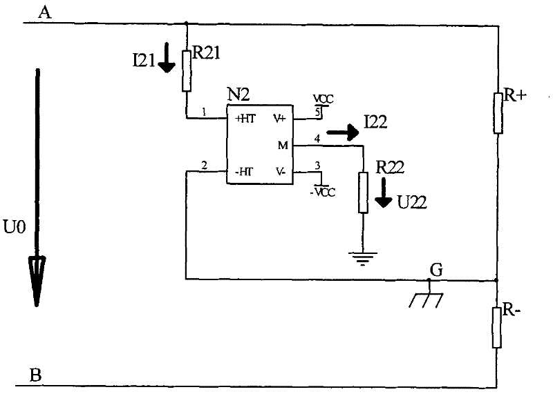 Detecting circuit for insulating resistance to ground of power cells
