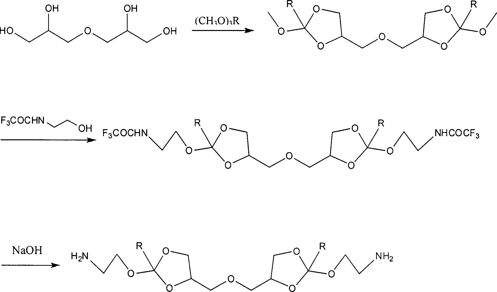 Synthesis method of cyclic orthoester monomer containing diamino