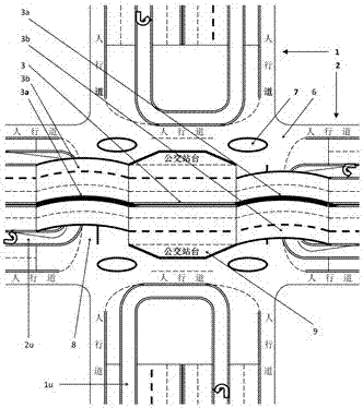 Monolayer barrier-free full-intercommunication interchange system of crossroad