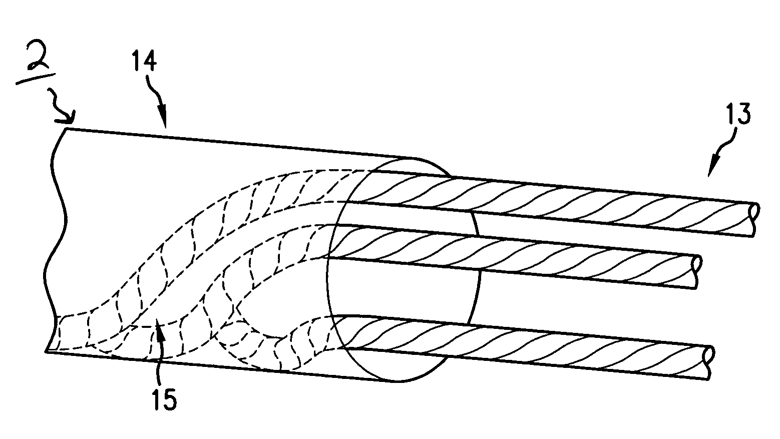 Synthetic sling whose component parts have opposing lays