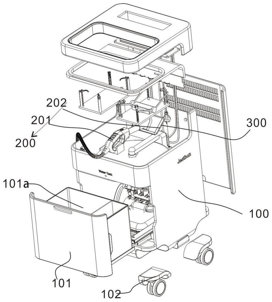 Cleaning and disinfection integrated treatment device in hospital ward