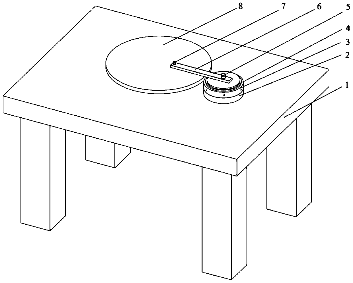 A large polishing machine disc flatness detection device and its working method