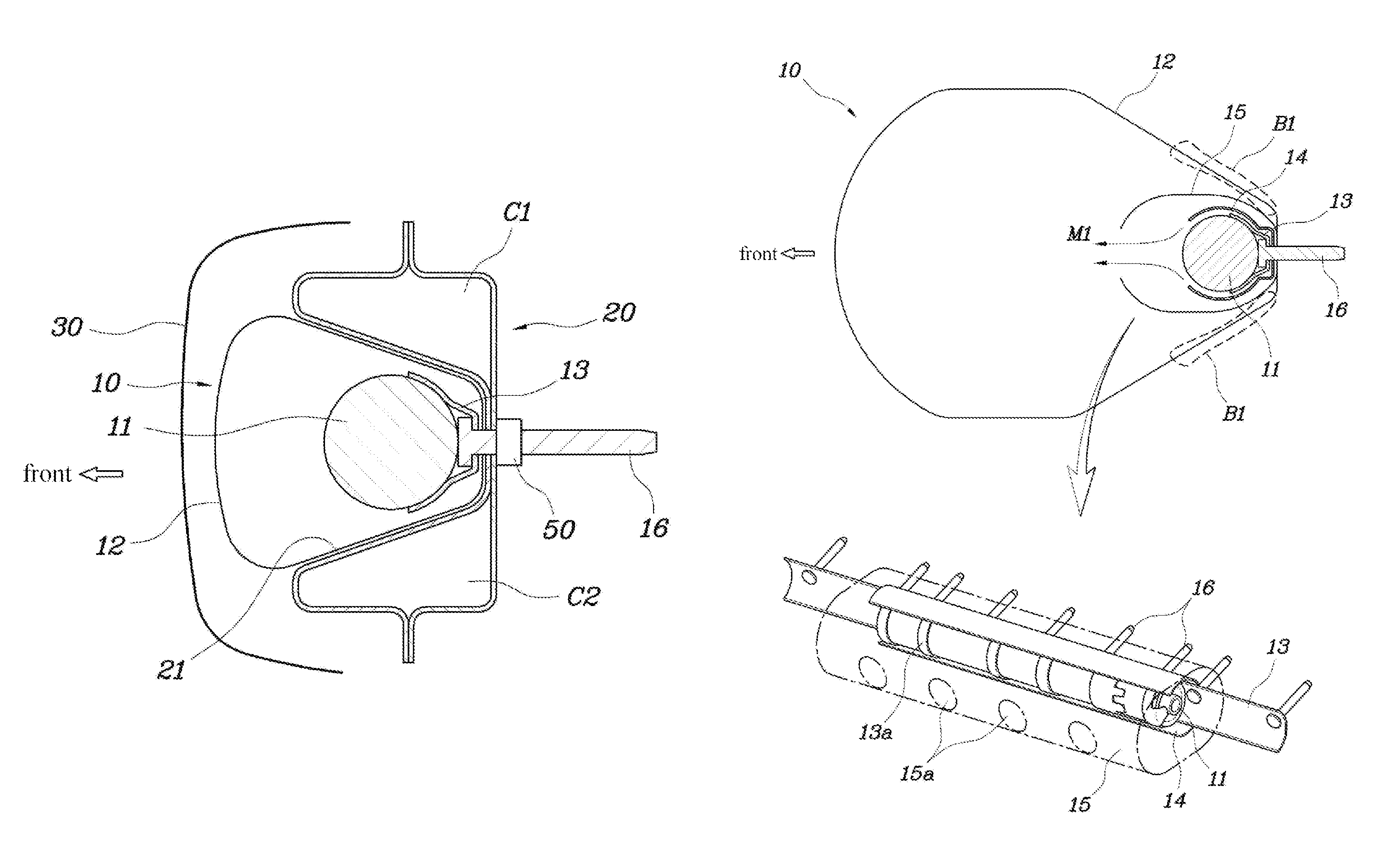 External airbag module for vehicle and back beam for mounting external airbag module