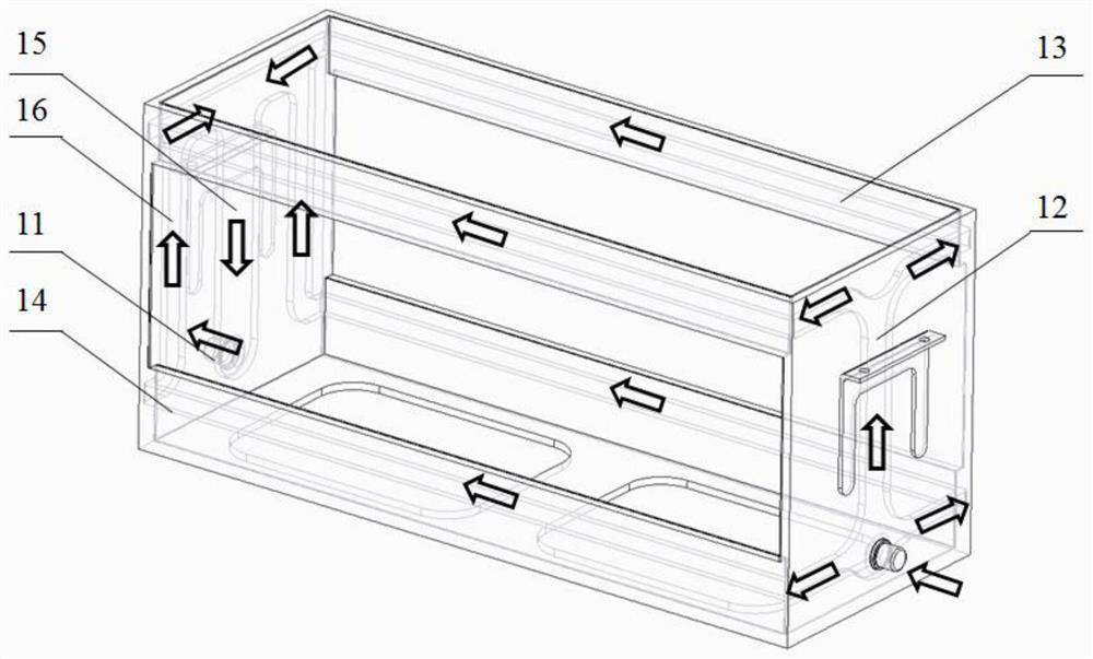 An integrated structure of a power battery module and a liquid cooling system