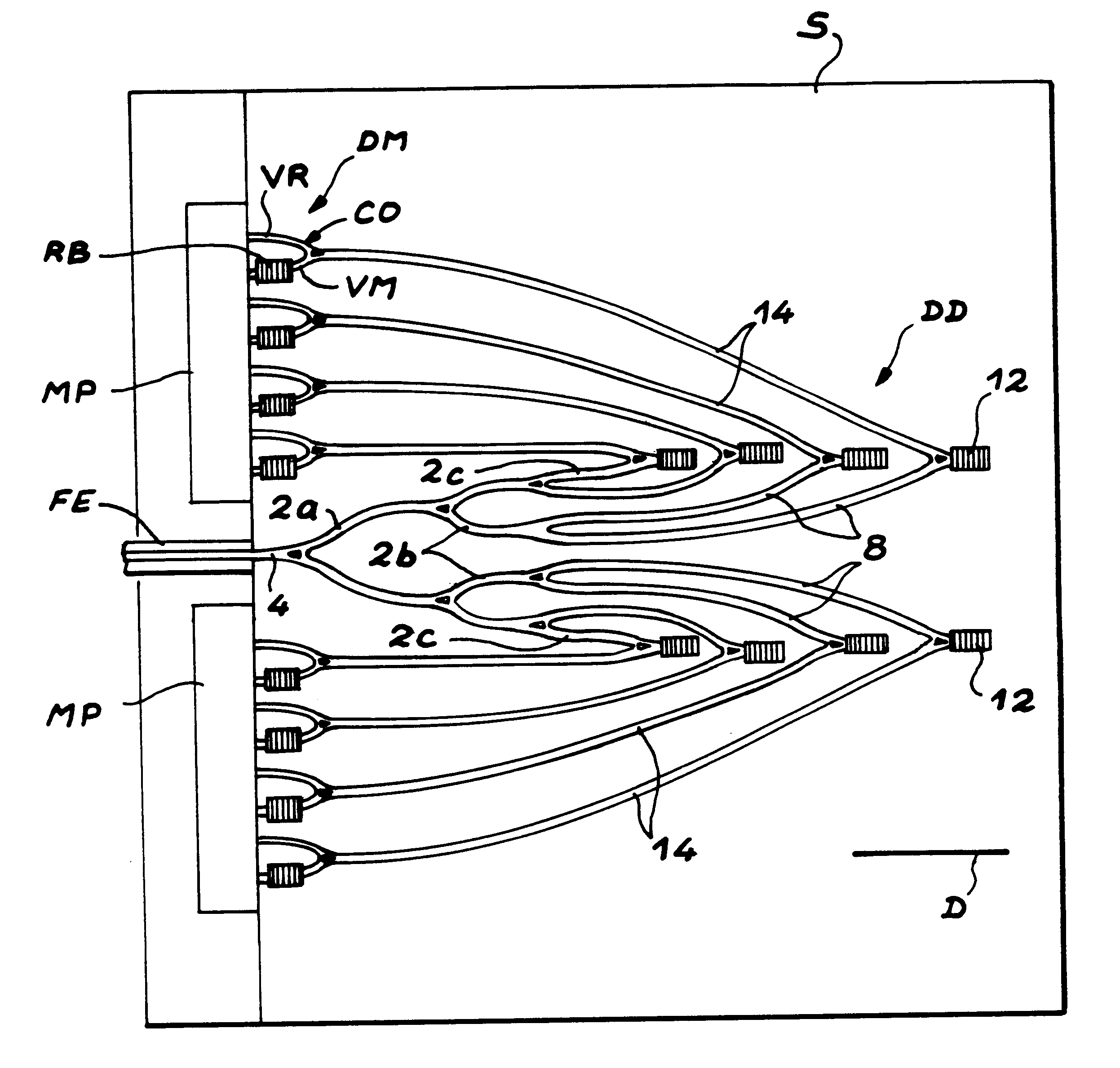 Device for reading spectral lines contained in an optical spectrum