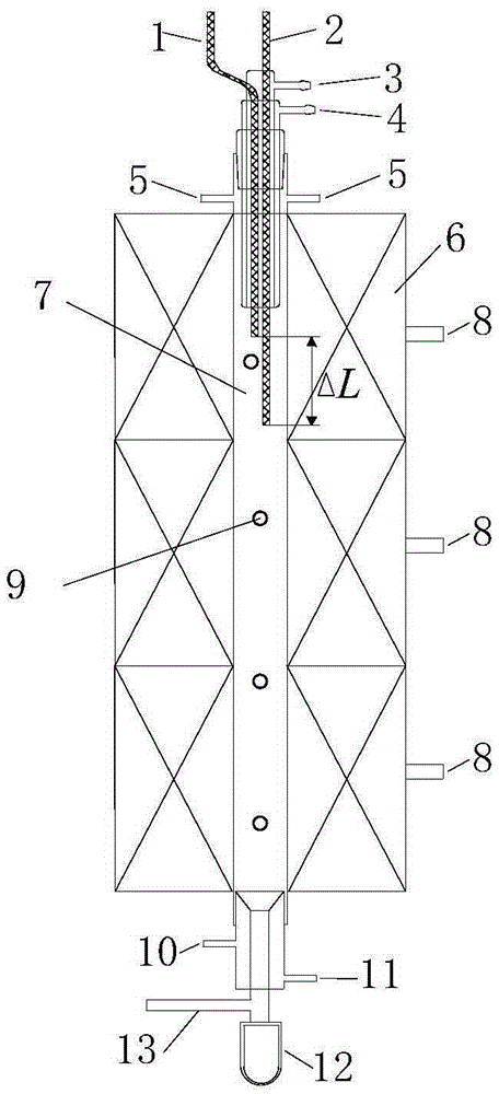 Sedimentation furnace device and method for testing co-combustion characteristic of solid fuel containing carbon