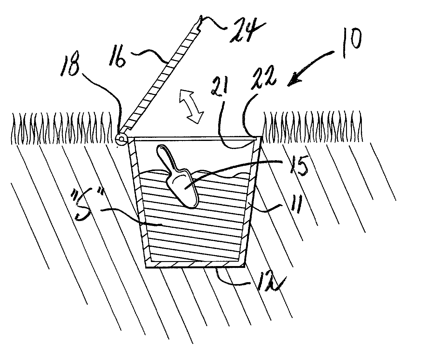 In-gronud sand receptacle with distance indicating indicia for use on a golf course