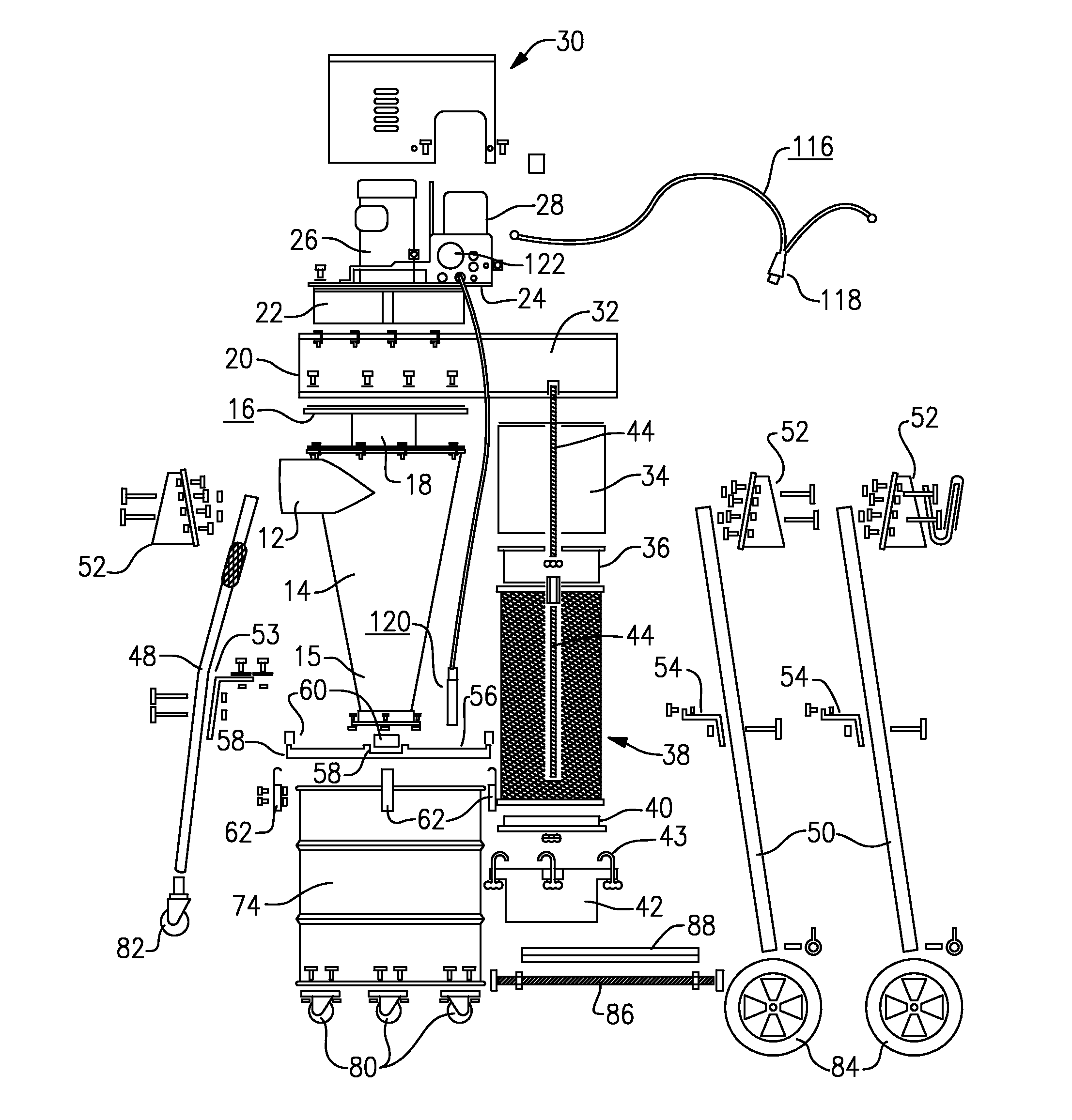 Cyclonic dust collector with vee-shaped cyclone