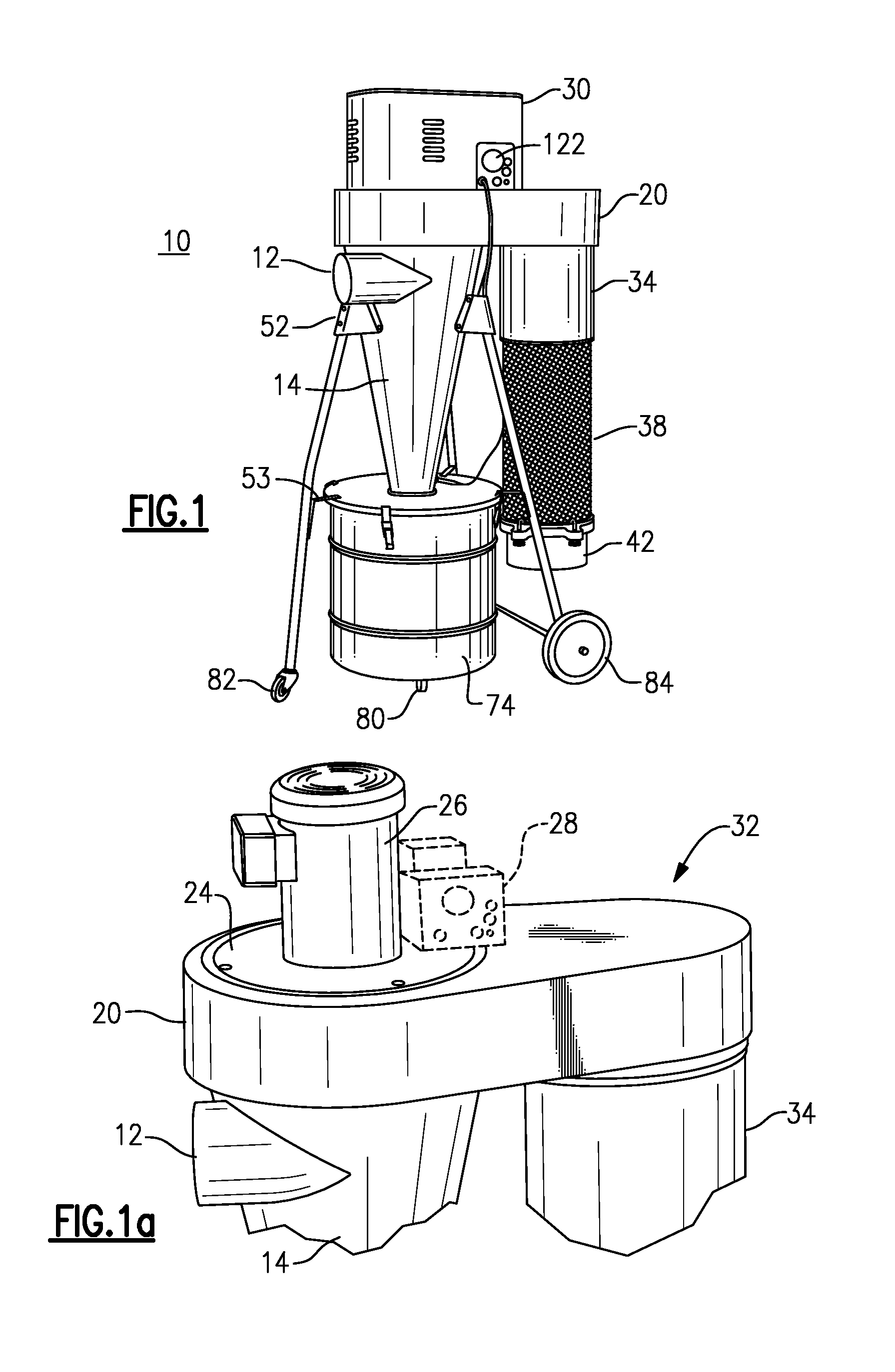 Cyclonic dust collector with vee-shaped cyclone