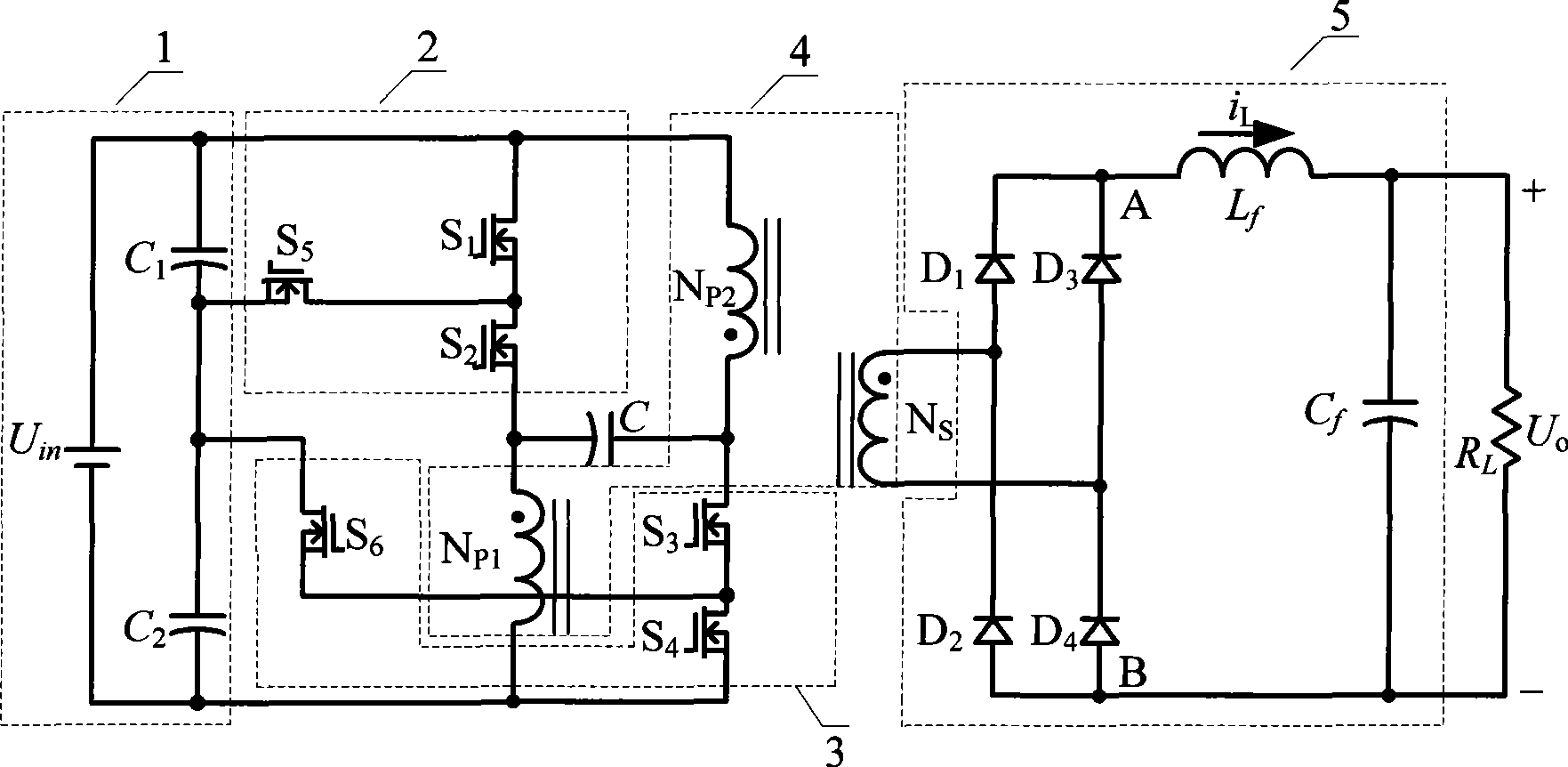 Low voltage wide input push-pull positive stimulate three level DC converter and controlling method thereof