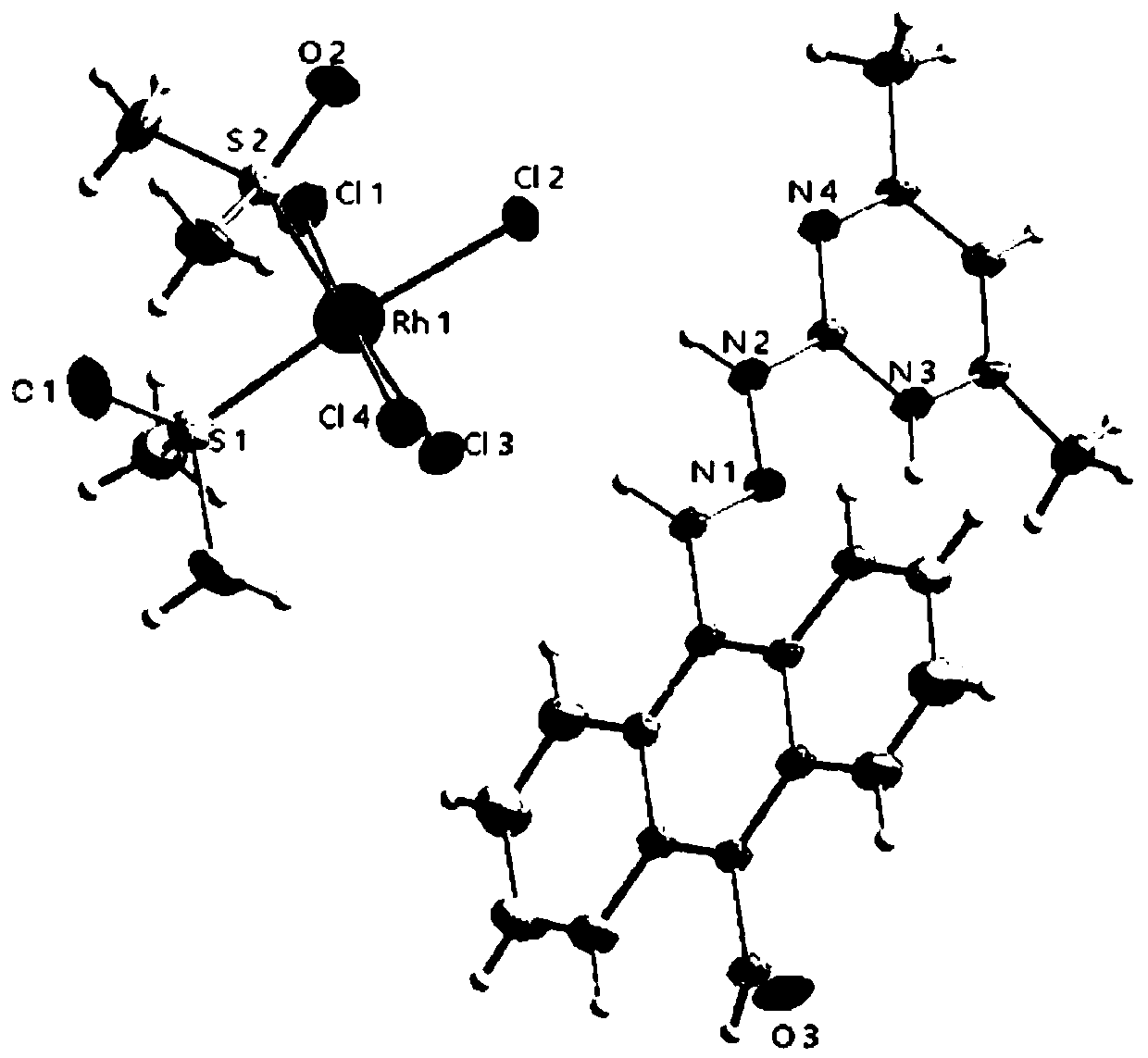 Ionic metal coordination compounds taking 9-aldehyde-10-pyrimidine anthracene hydrazone as ligand, synthesis method and applications thereof