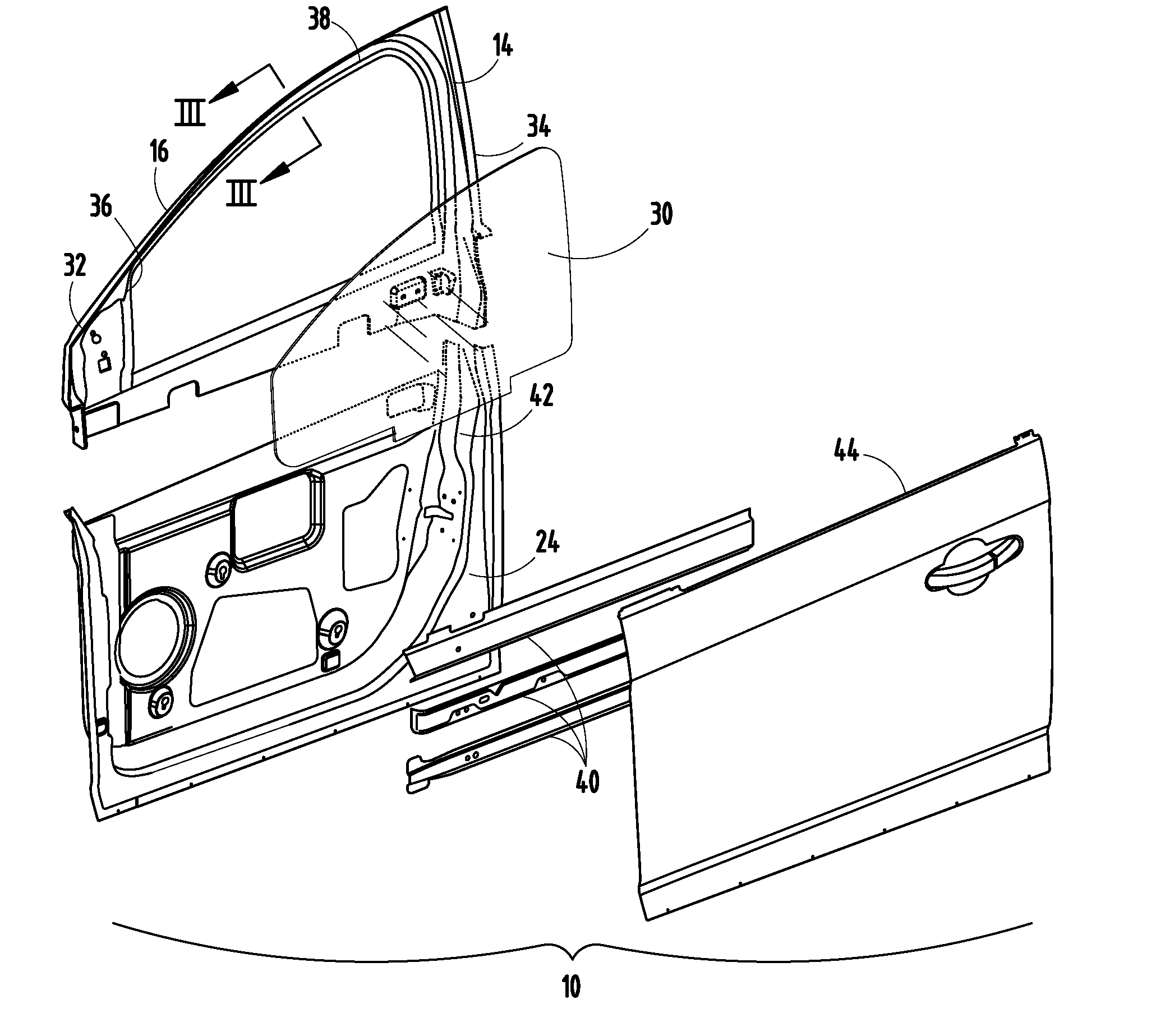 Inner panel design for automotive door header