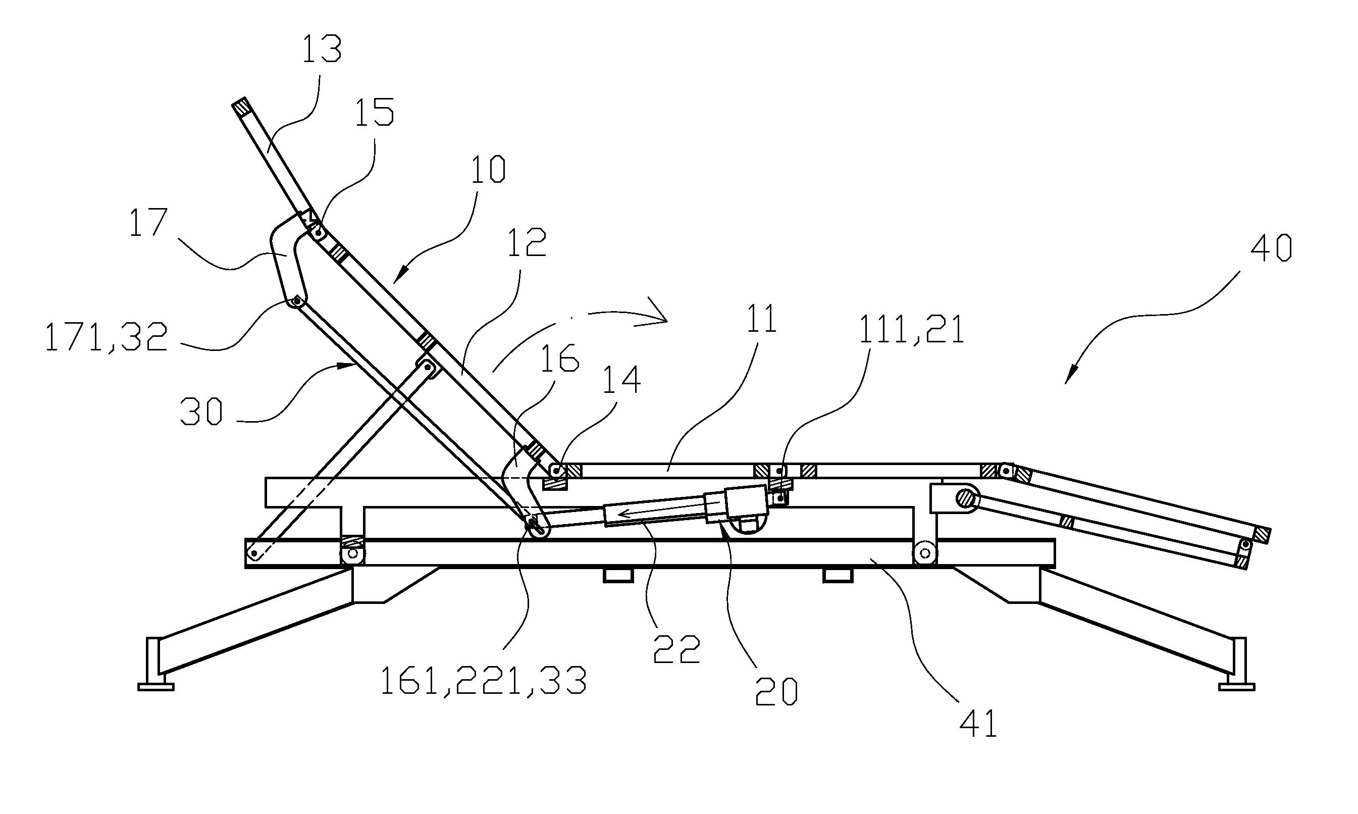 Single driver connecting structure for an electric bed or chair