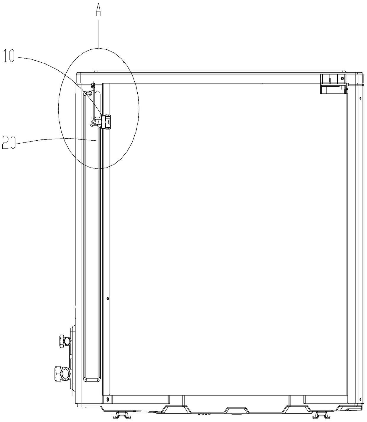 Temperature sensing package fixing structure and temperature sensing package fixing frame