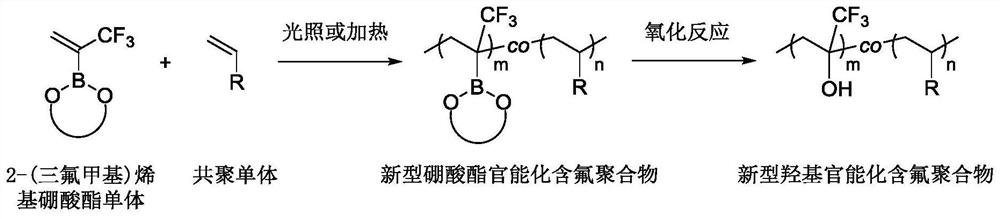 A kind of synthetic method of fluoropolymer rich in borate and hydroxyl