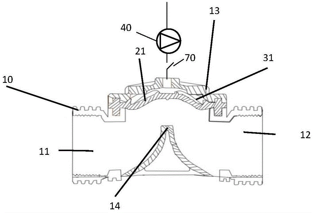 Zero gauge pressure opened diaphragm valve