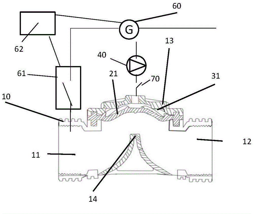 Zero gauge pressure opened diaphragm valve