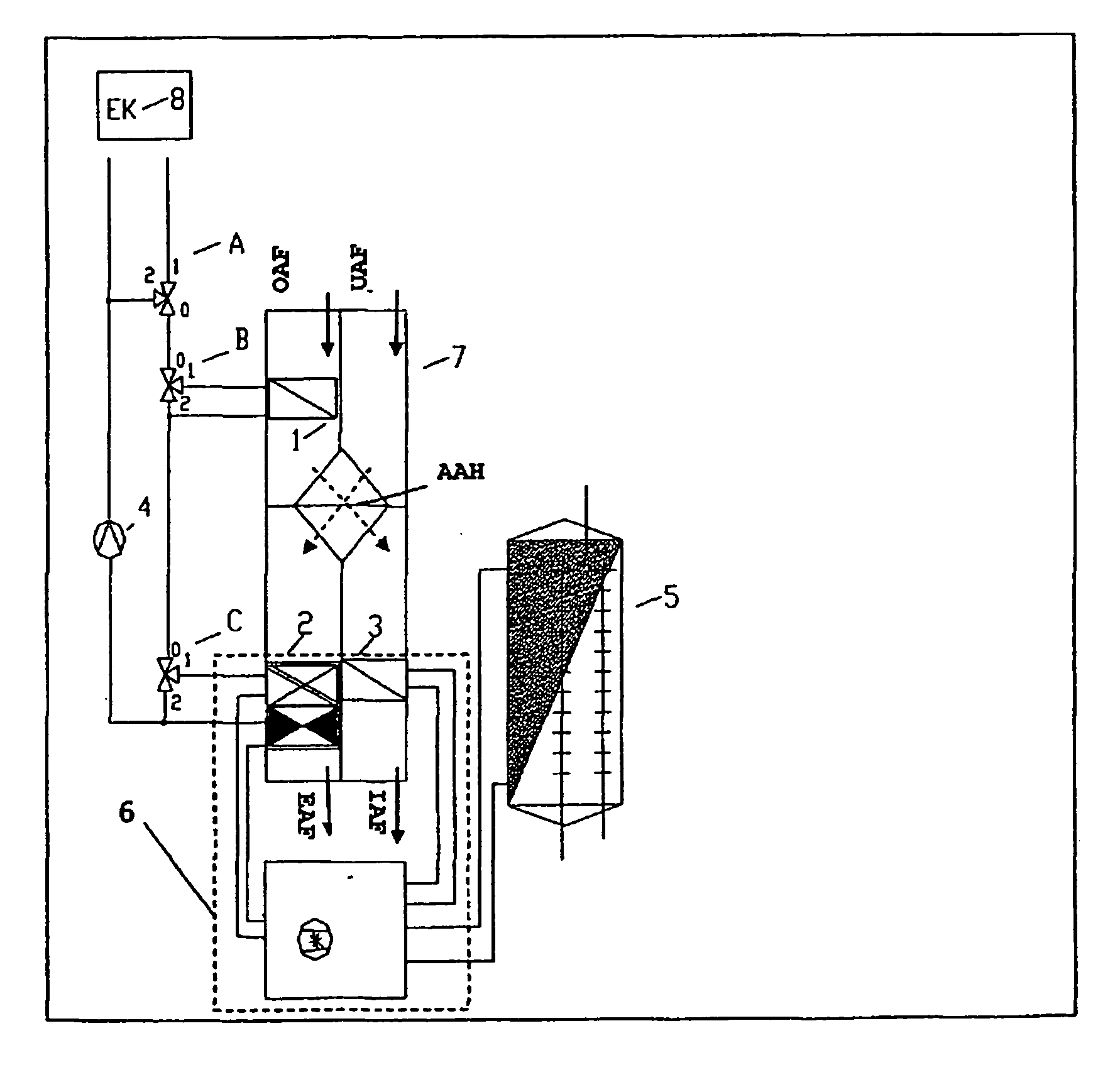 Combined Fluid-Air Evaporator And Novel Switching Concept For A Heat Pump In A Ventilating Apparatus
