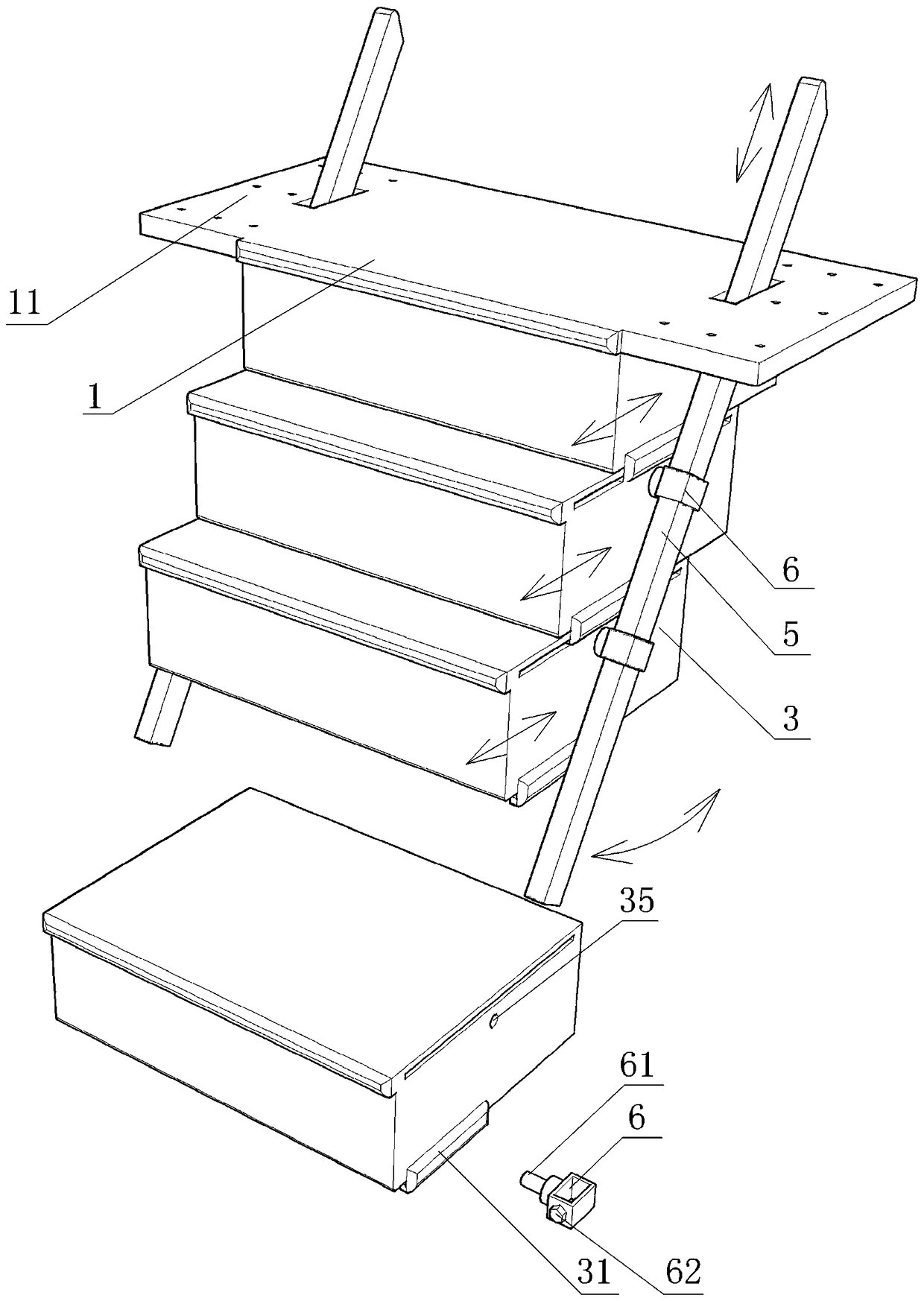 Multifunctional box type movable step