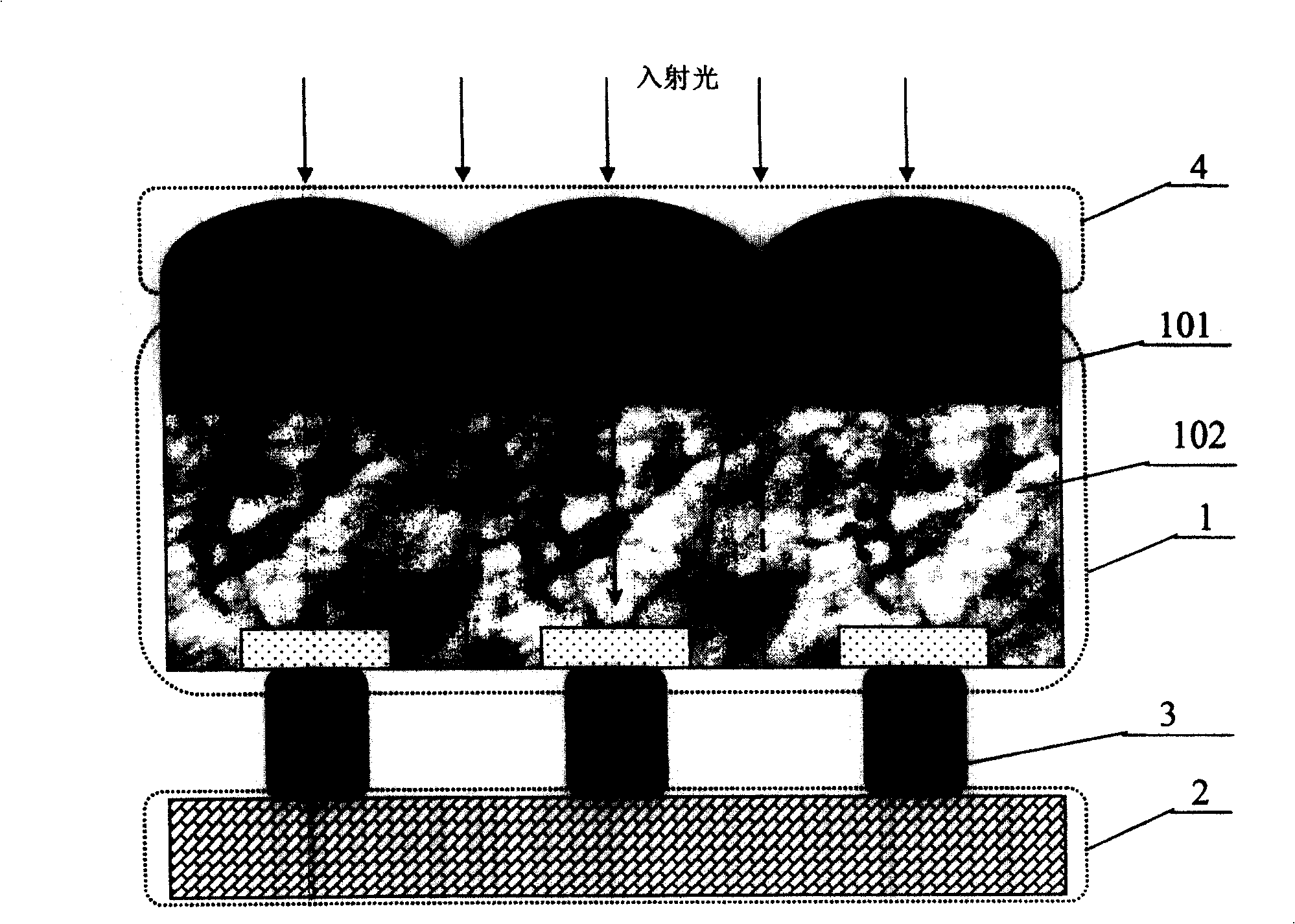 Backward integrated micro-lens infrared focal plane detector and micro-lens producing method