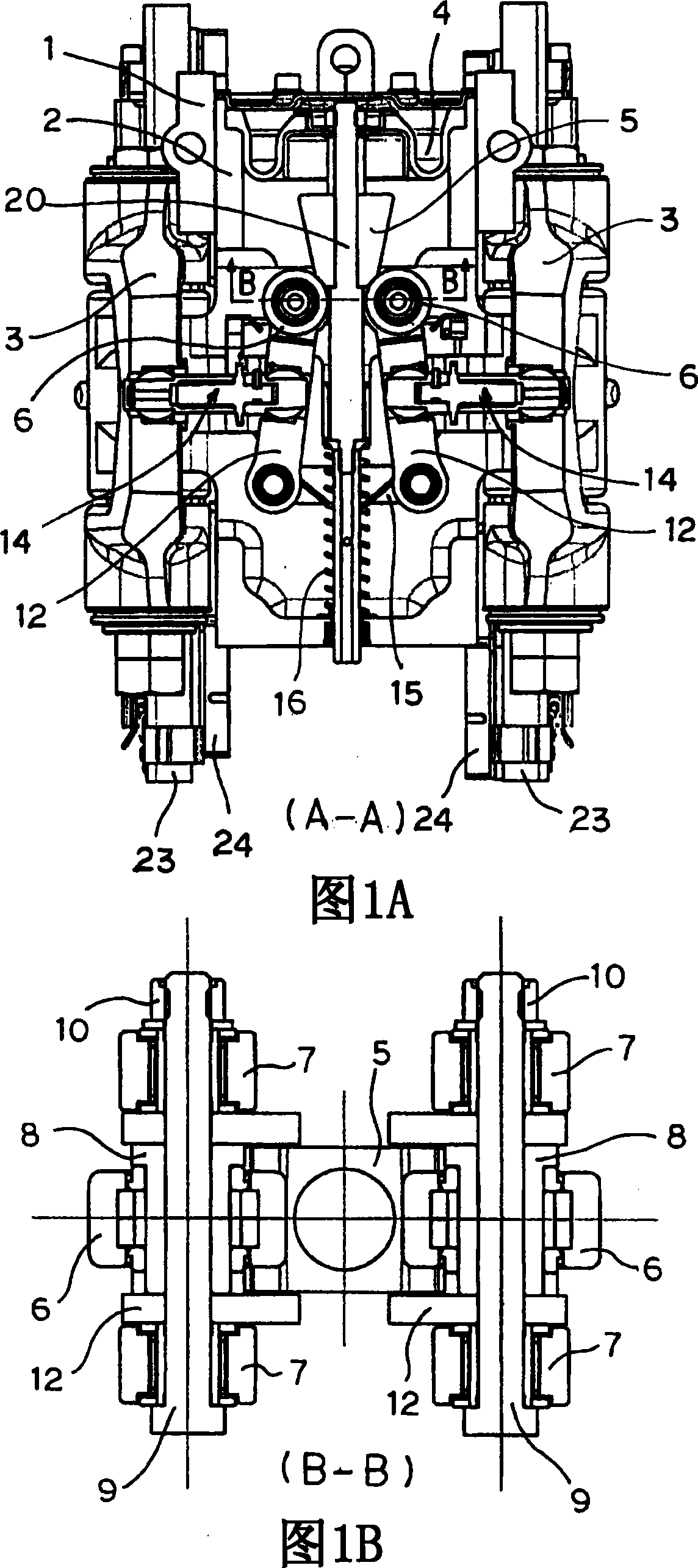 Pressing and actuating mechanism of disc brake device