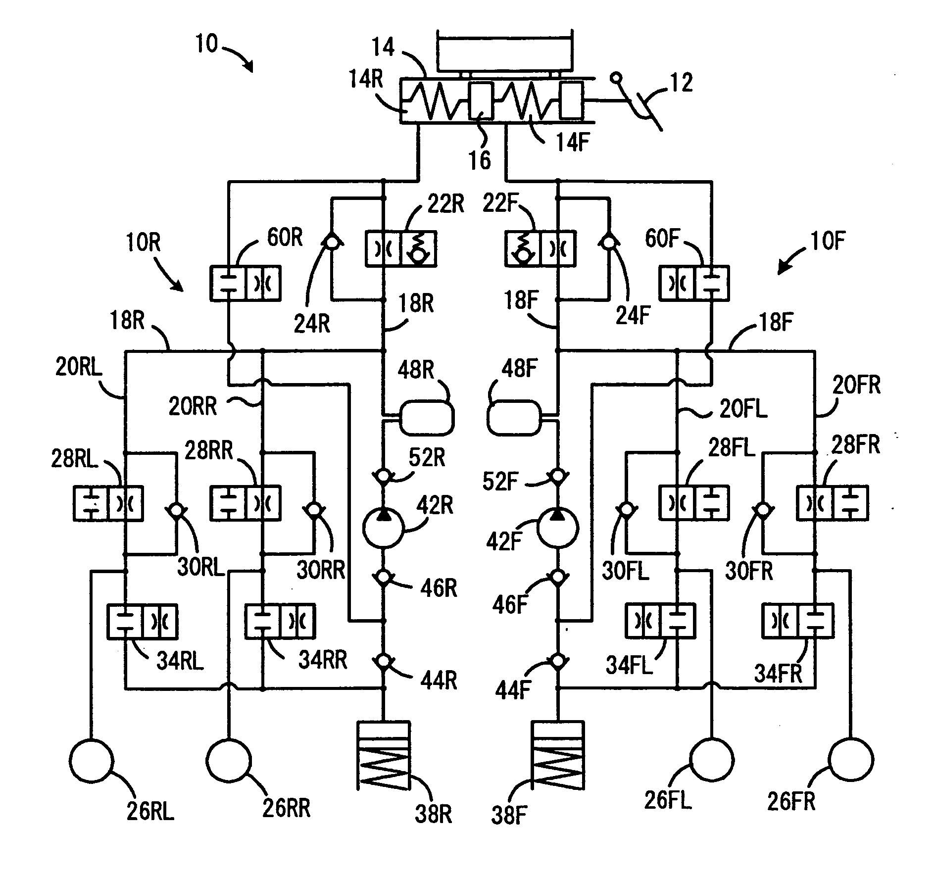 Braking force control system for vehicles