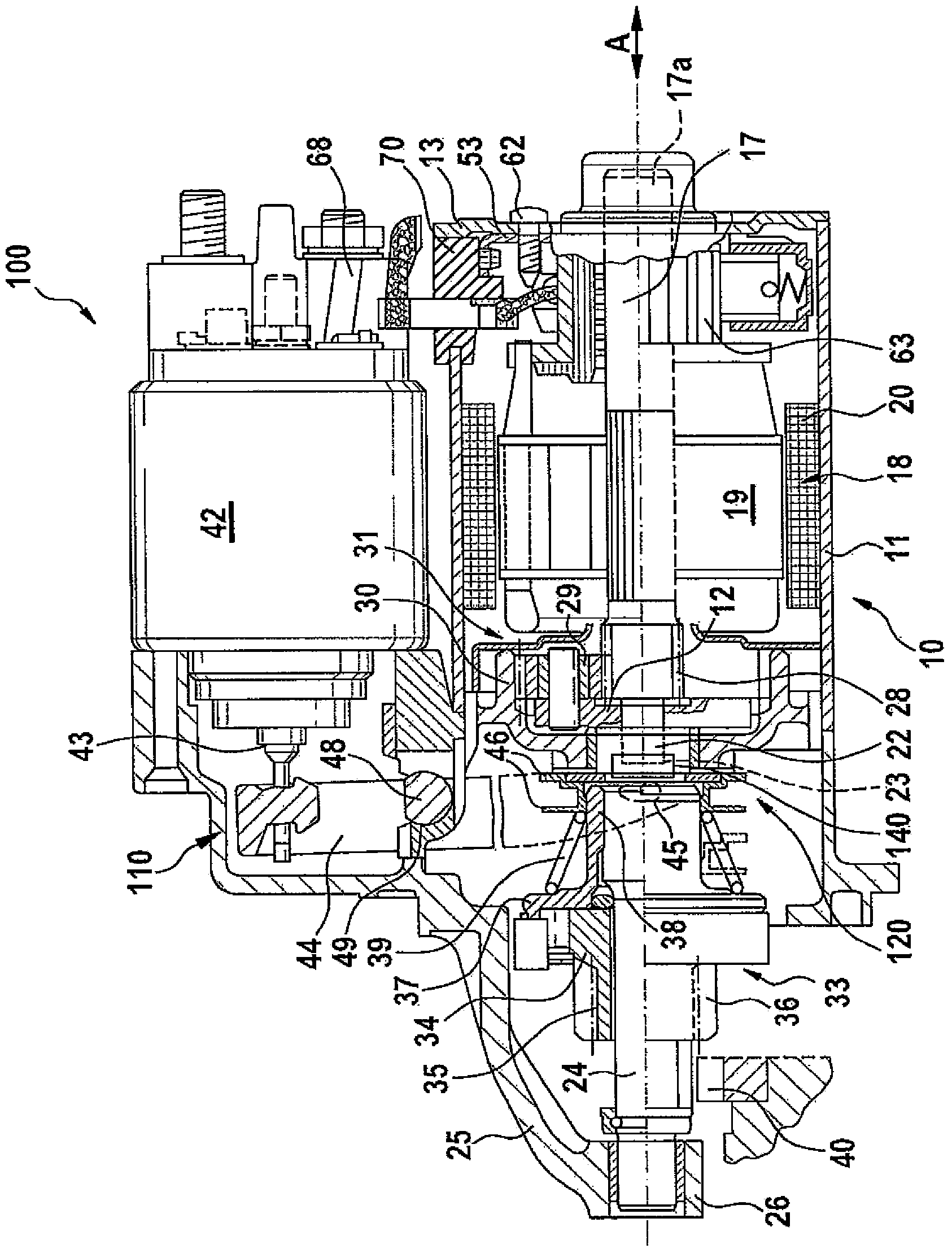 Displacement electromagnet, motor and process for producing displacement electromagnet