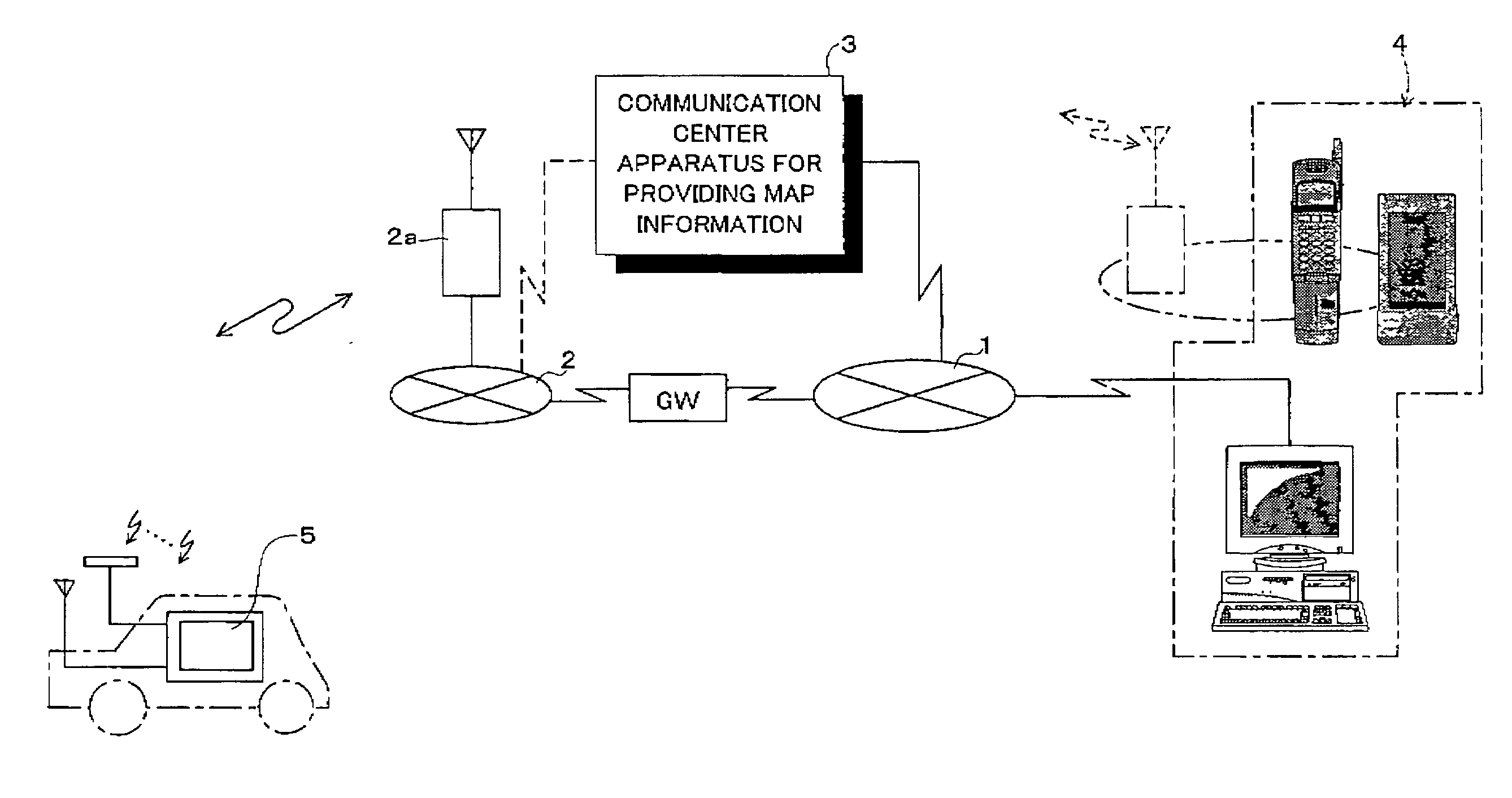 Communication navigation system and method, communication center apparatus, communication navigation terminal, program storage device and computer data signal embodied in carrier wave