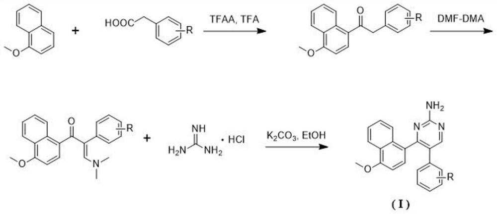 A kind of naphthalene ring-aminopyrimidine type compound and its preparation method and application