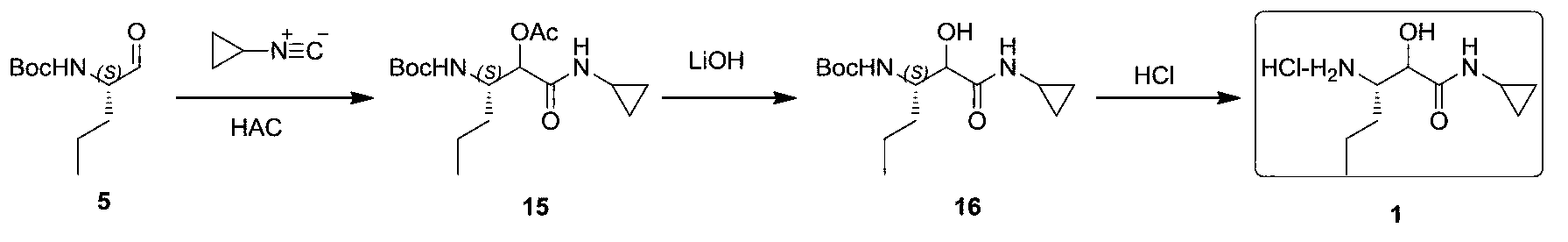 Synthetic method of (3S)-3-amino-N-cyclopropyl-2-hydroxyhexanamide hydrochloride