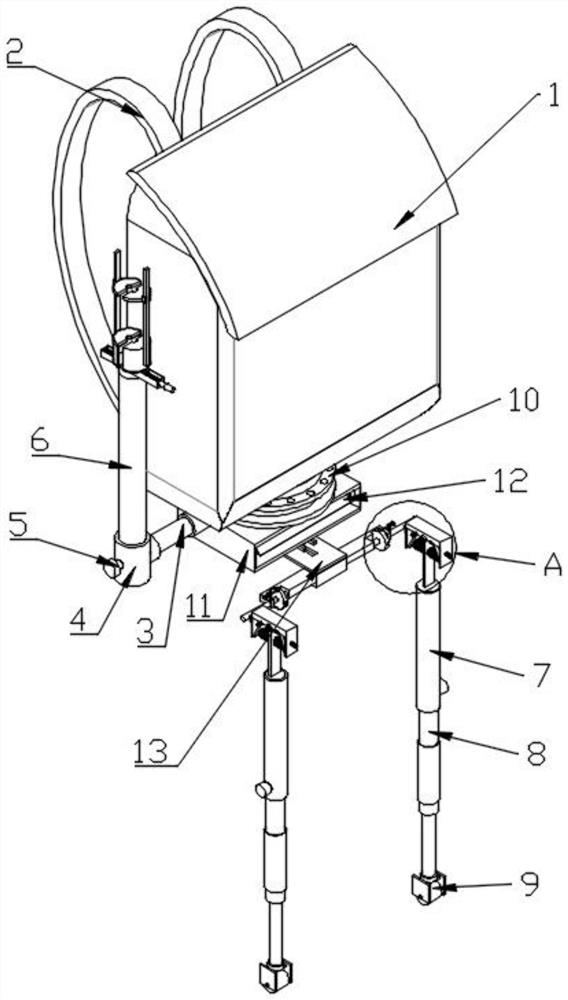 Load-reducing backpack based on human skeleton support and construction method of load-reducing backpack