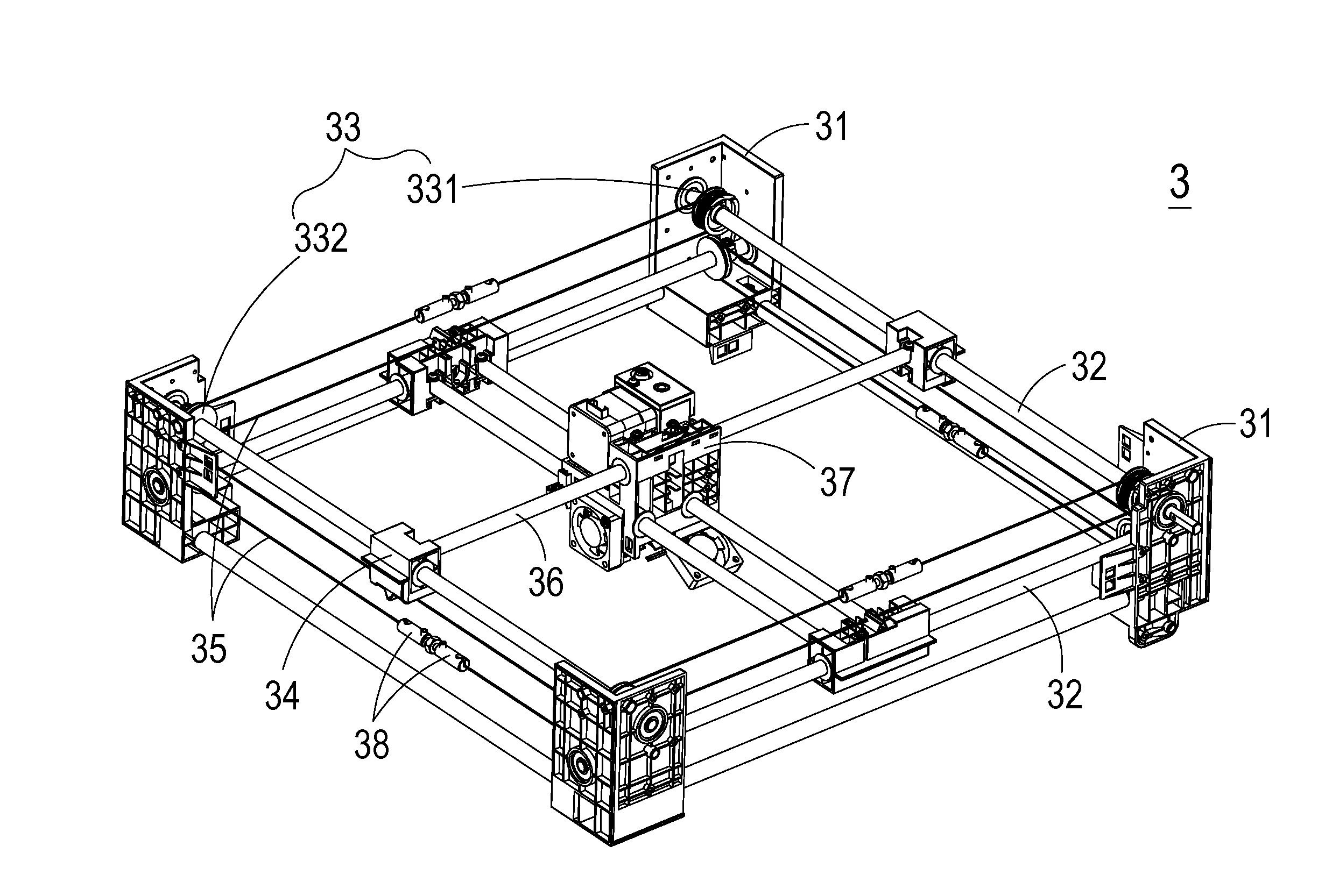 Steel wire transmission system for three-dimensional printer and adjusting mechanism thereof