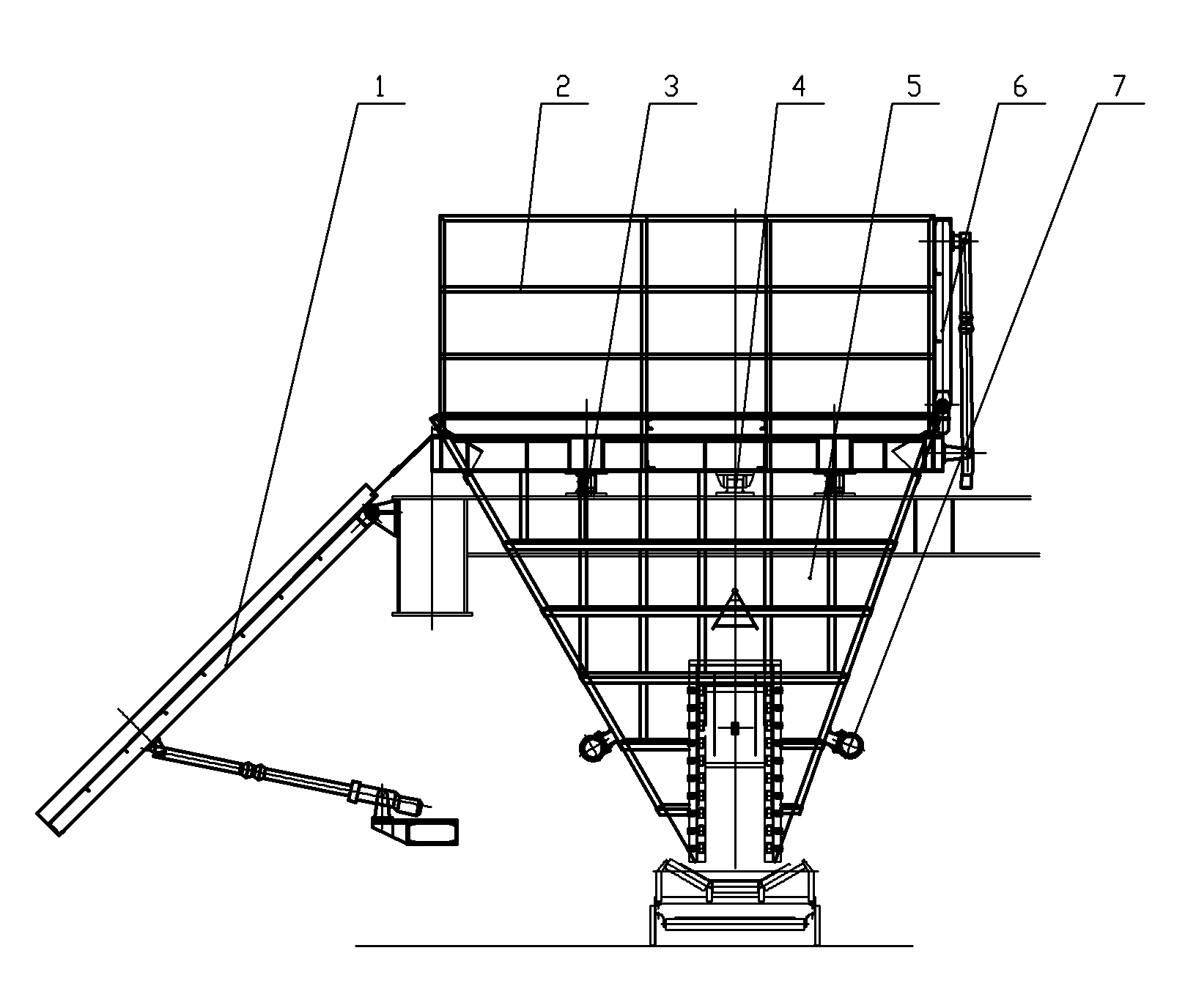 Self-weighing hopper of loading and unloading device