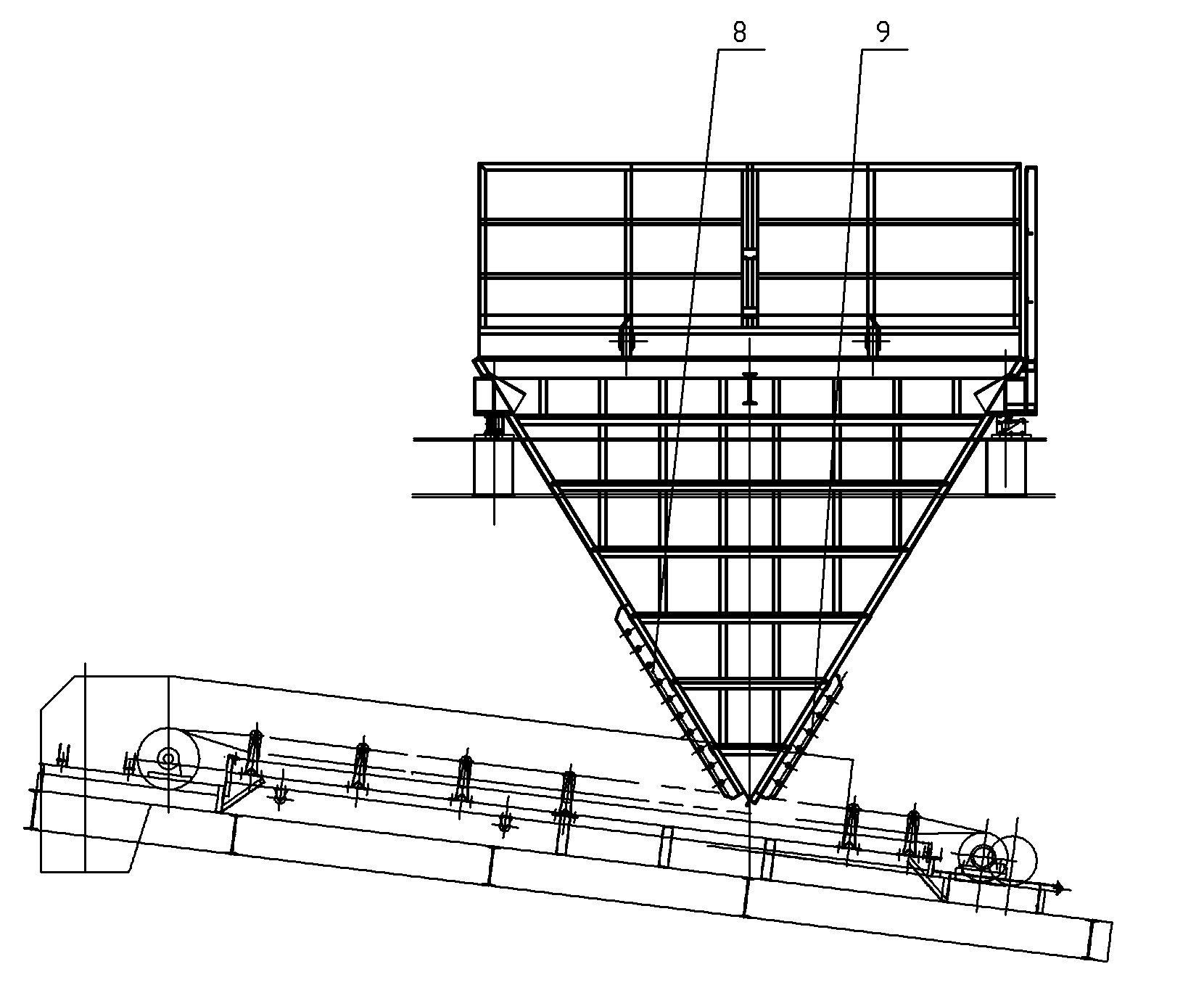 Self-weighing hopper of loading and unloading device