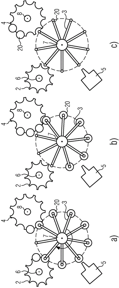 Device for printing containers, in particular by means of a rotary machine