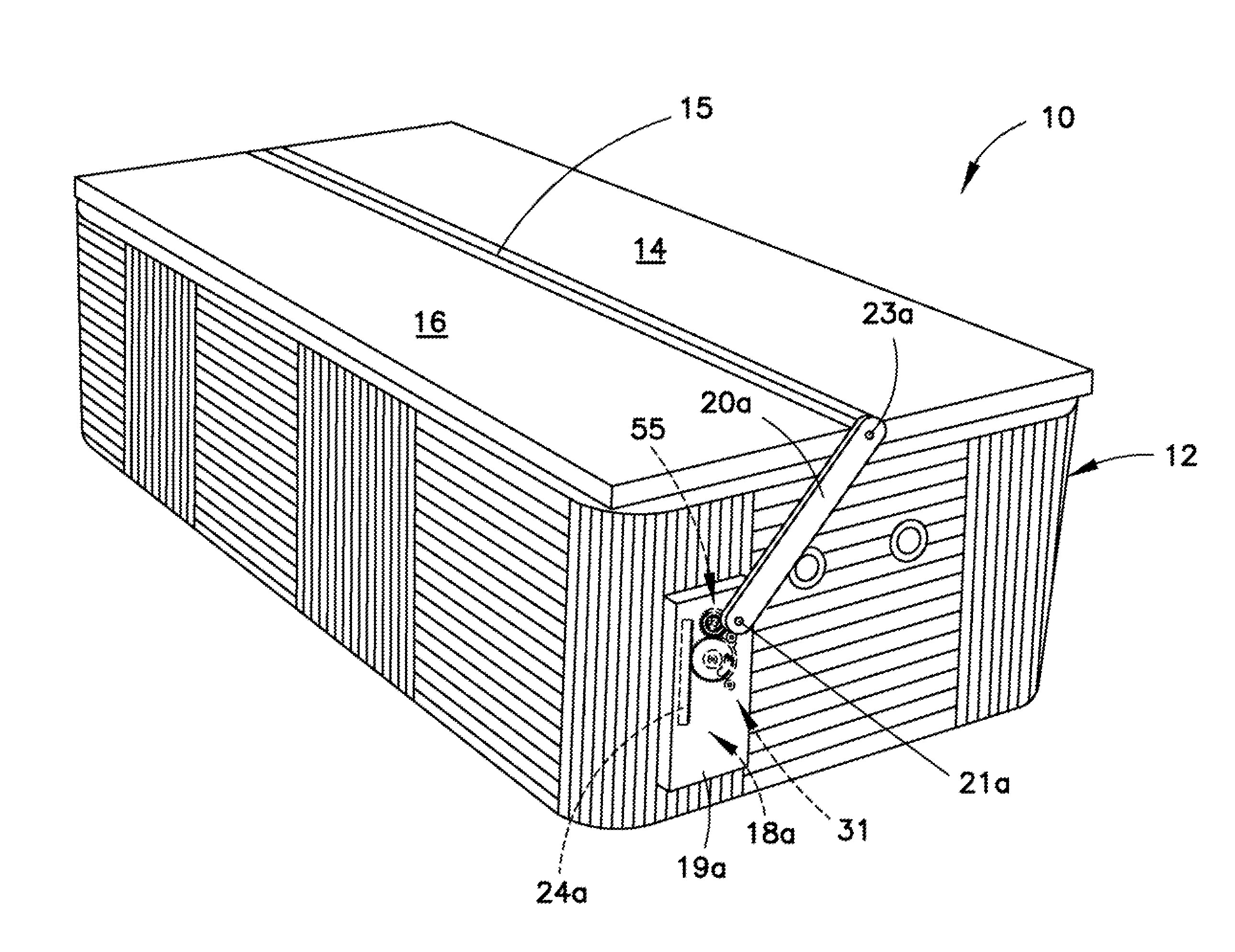 System for automatically opening and closing a two-part hinged cover for a swim spa