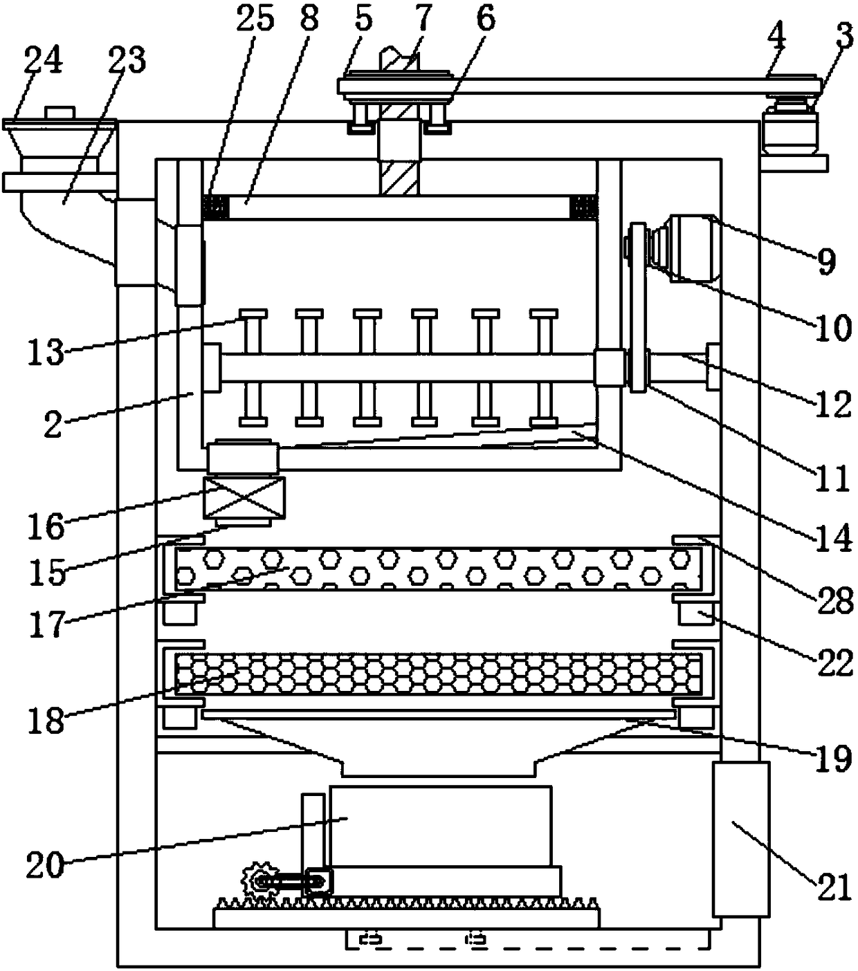 Fiber raw material stirring device for spinning