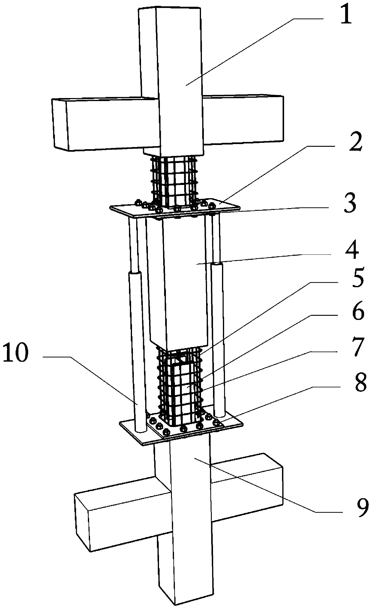 Detachable and replaceable reinforced concrete column-column connecting structure and method based on flange connection