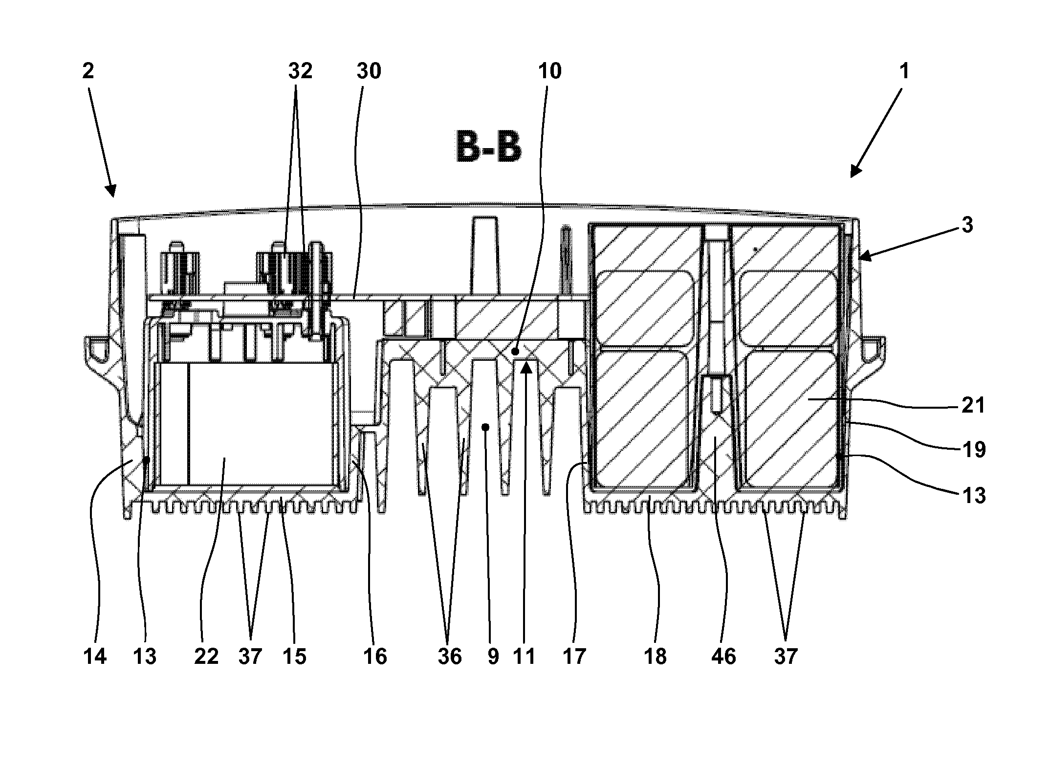 Inverter with electrical and electronic components arranged in a sealed housing